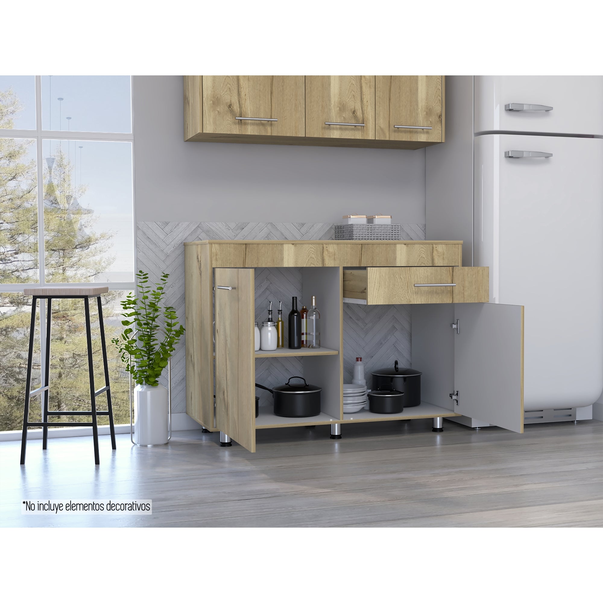 MUEBLE DE COCINA INFERIOR 120 CM ORION CON TOP MELAMINA DUNA Y BLANCO - 6