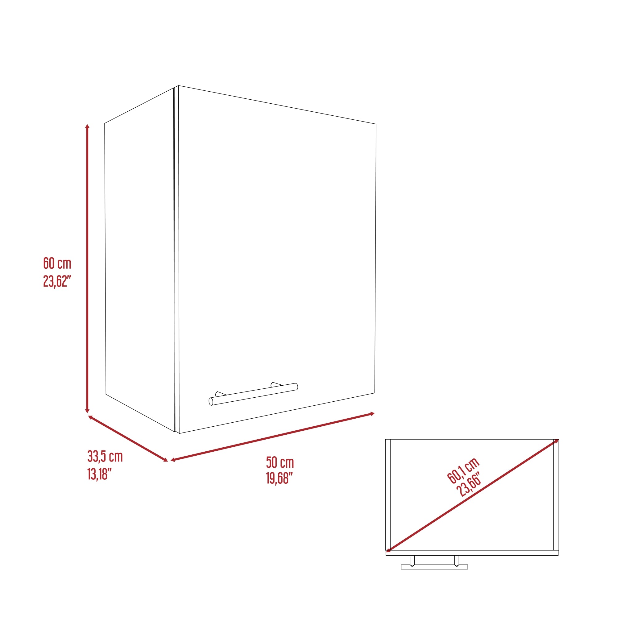 MUEBLE DE COCINA AEREO 1 PUERTA MANCHESTER WENGUE 60X50X33,5 CM - 7