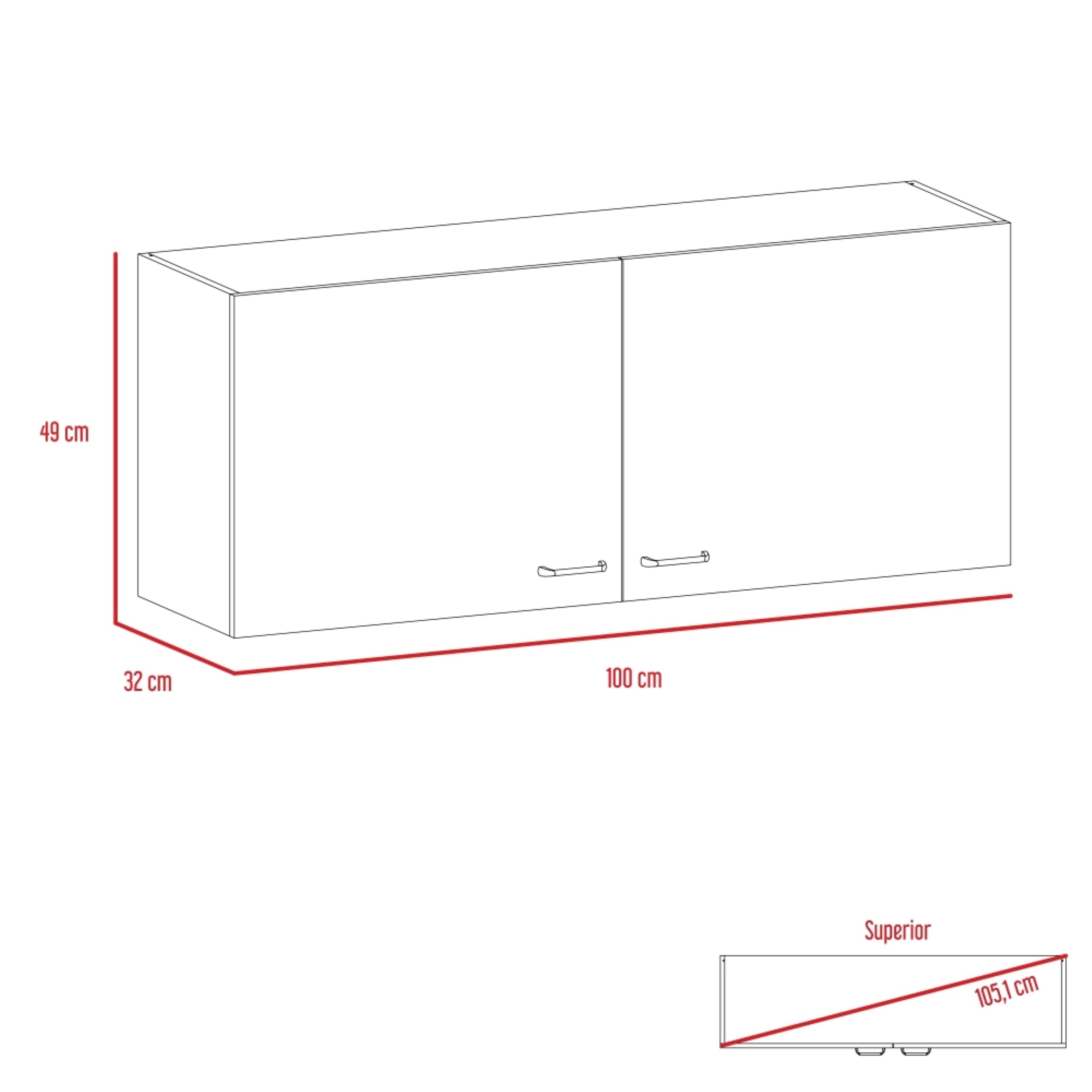 MUEBLE DE COCINA MURAL NAPOLES 100 CM BLANCO 2 PUERTAS - 7