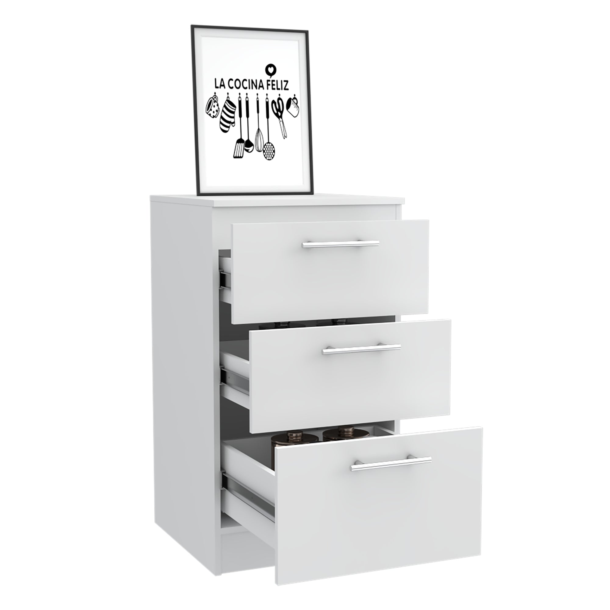 MUEBLE DE COCINA AUXILIAR MANCHESTER 3 CAJONES BLANCO 90X50X50,5 CM - 1
