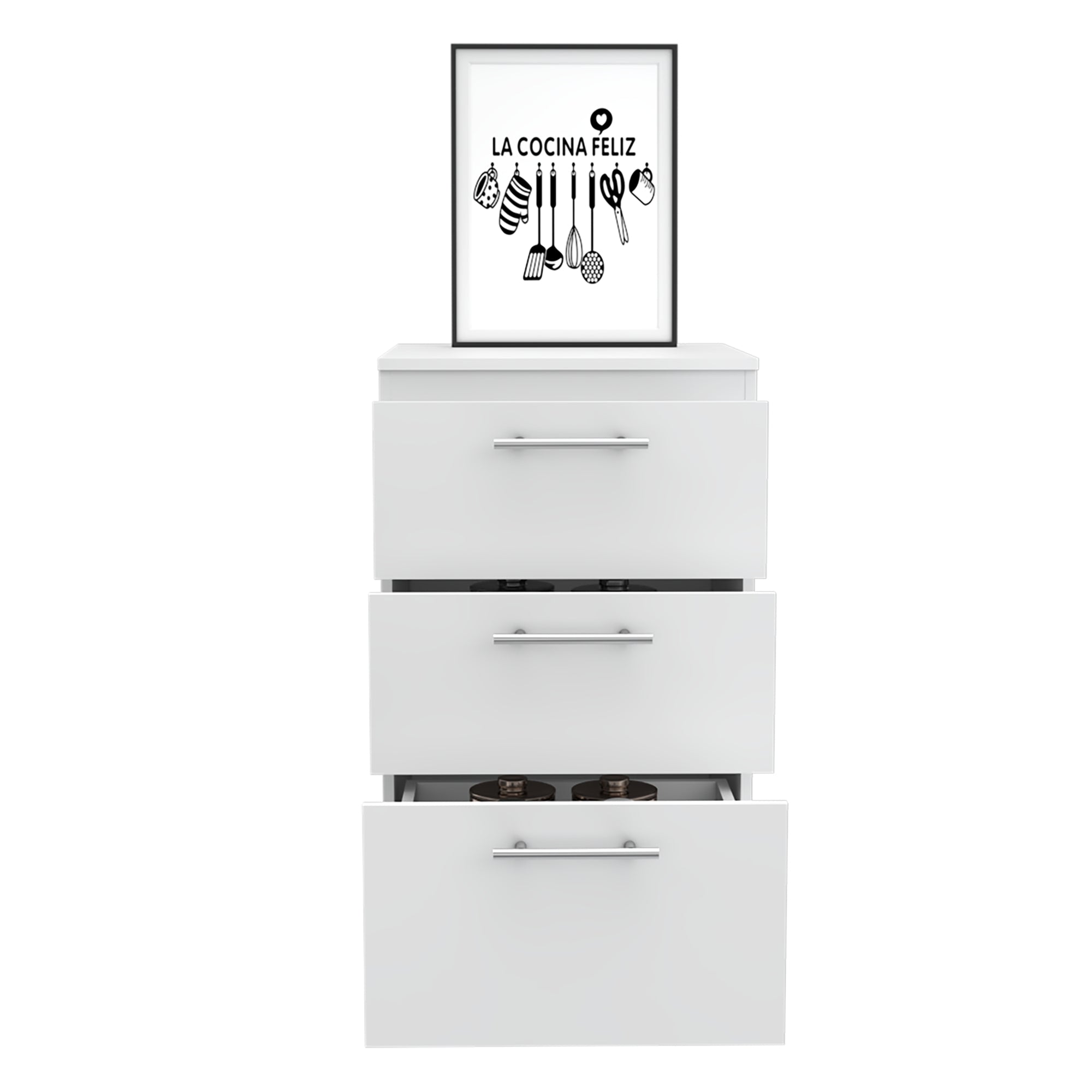 MUEBLE DE COCINA AUXILIAR MANCHESTER 3 CAJONES BLANCO 90X50X50,5 CM - 2