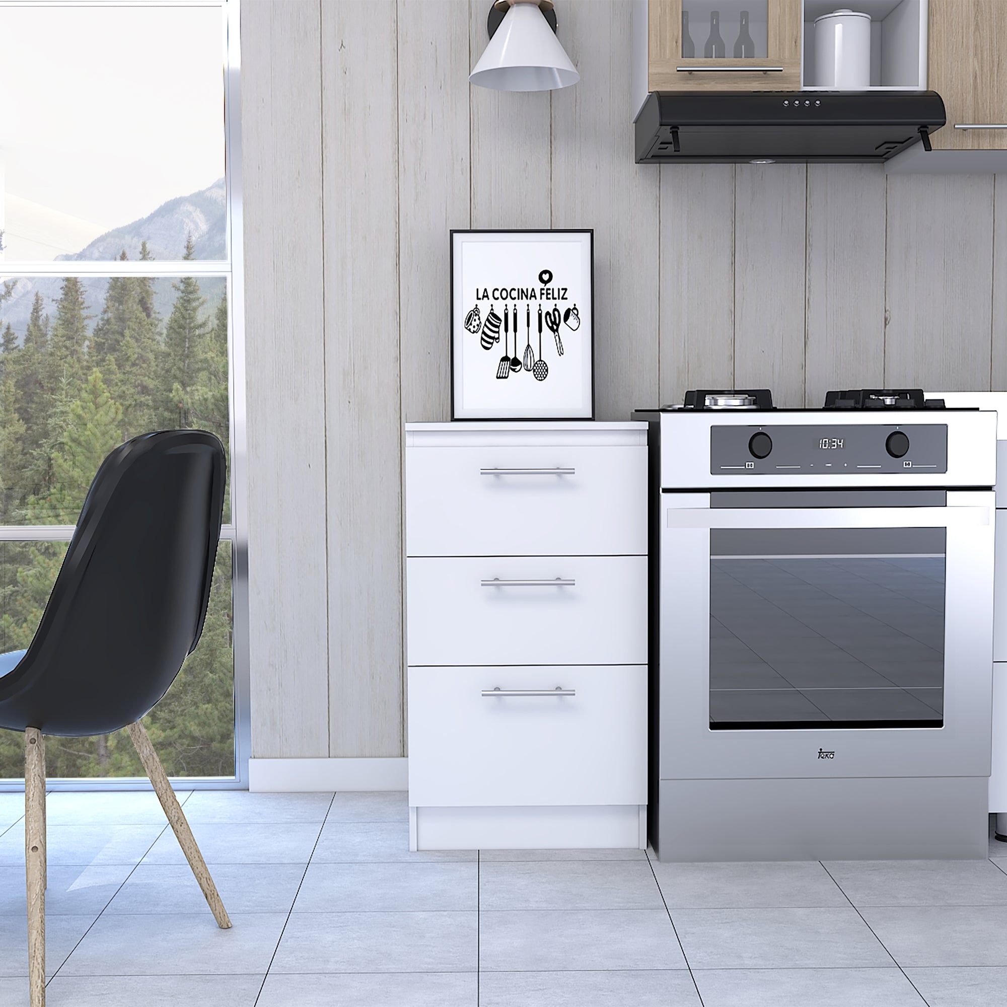 MUEBLE DE COCINA AUXILIAR MANCHESTER 3 CAJONES BLANCO 90X50X50,5 CM - 5