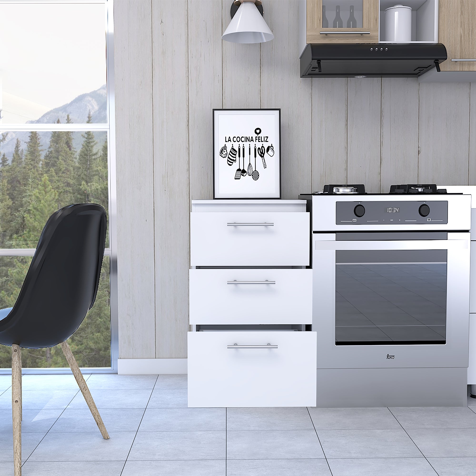 MUEBLE DE COCINA AUXILIAR MANCHESTER 3 CAJONES BLANCO 90X50X50,5 CM - 6