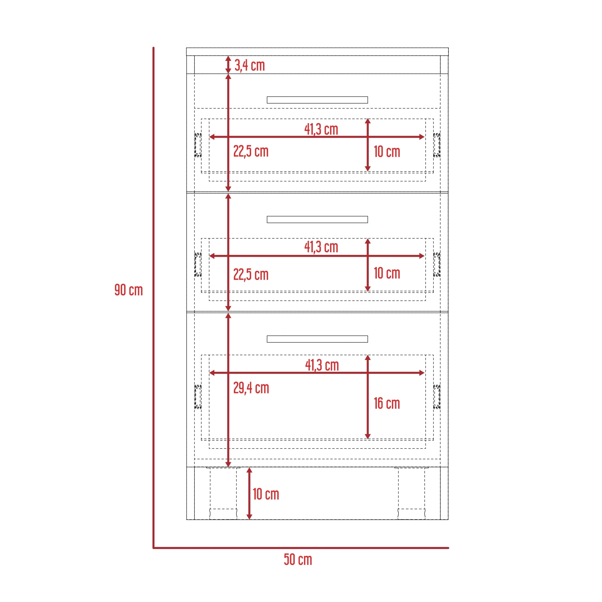 MUEBLE DE COCINA AUXILIAR MANCHESTER 3 CAJONES BLANCO 90X50X50,5 CM - 8