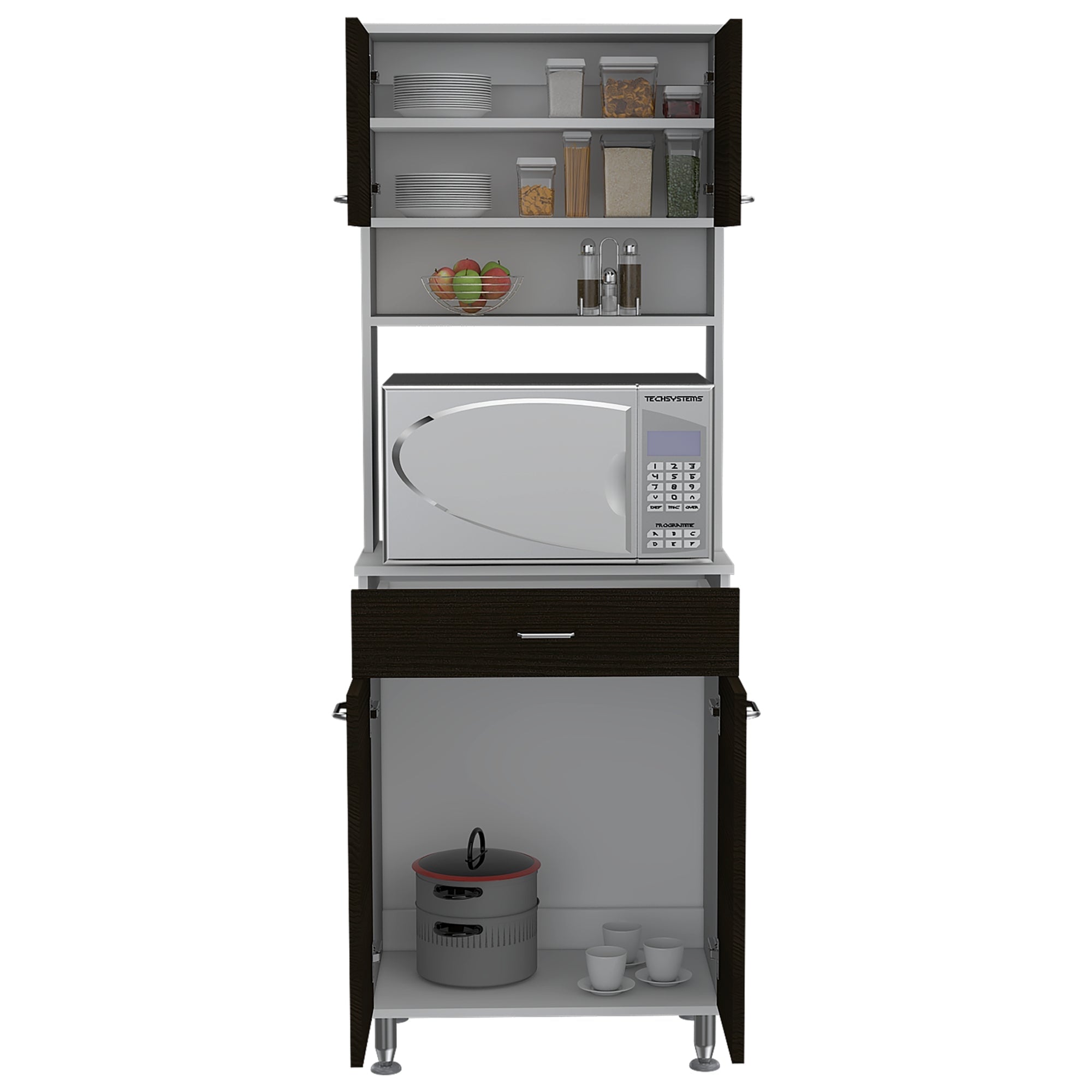 MUEBLE PARA MICROONDAS KITCHEN-60 BLANCO Y WENGUE 169X60X35,1 CM - 4