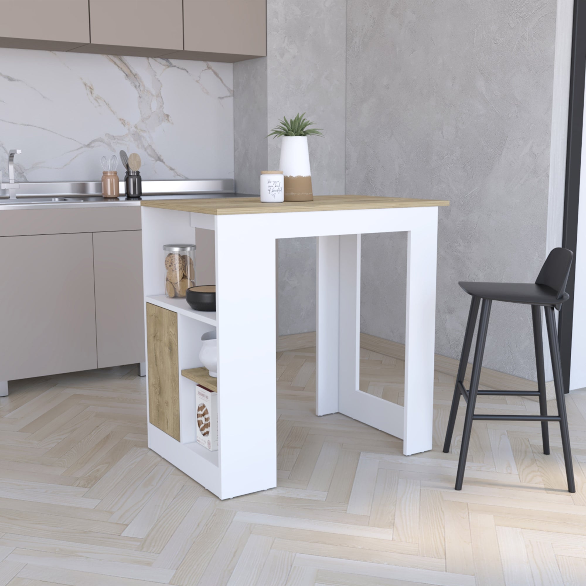 ISLA DE COCINA STIRLING 1 PUERTA BLANCO Y MACADAMIA 91,3X92X59 CM - 5
