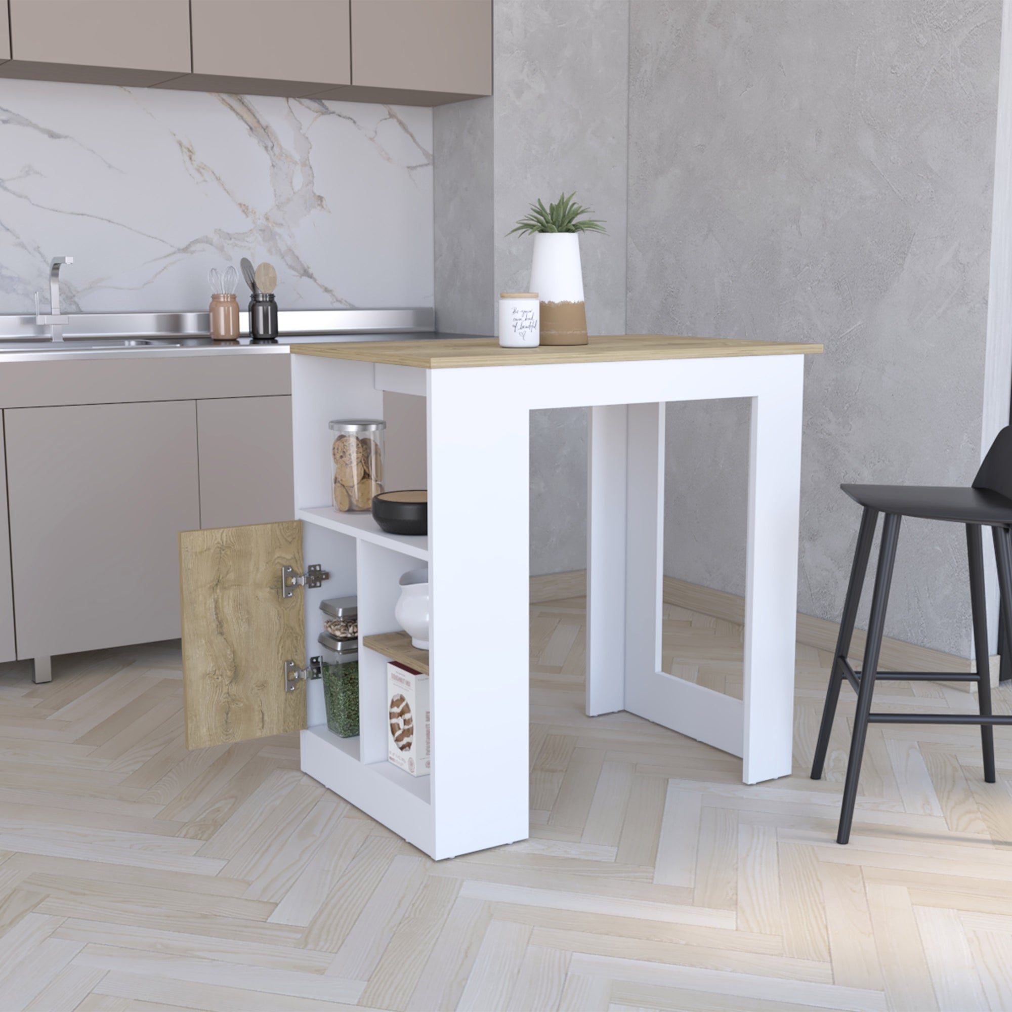 ISLA DE COCINA STIRLING 1 PUERTA BLANCO Y MACADAMIA 91,3X92X59 CM - 6