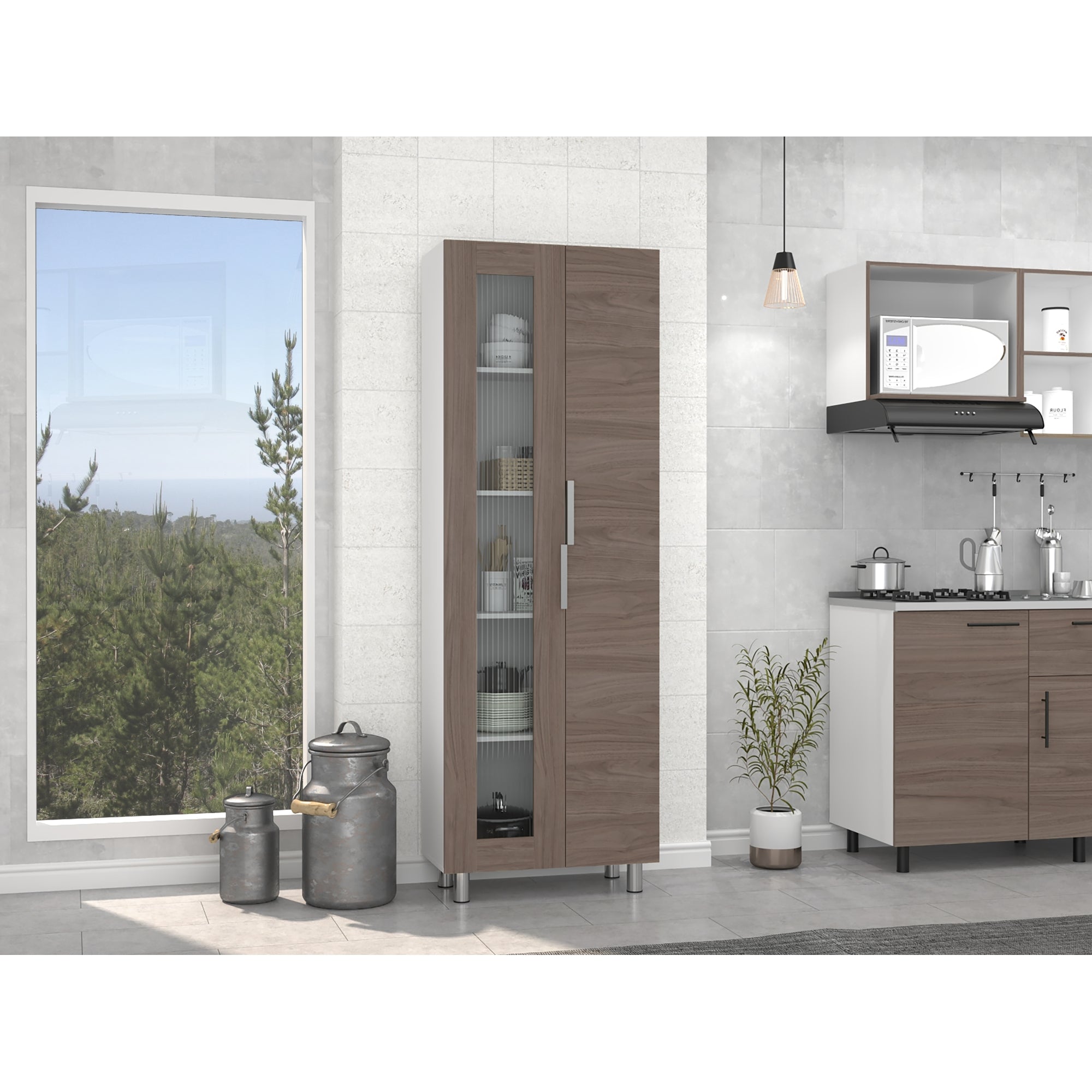 DESPENSA FENDI 2 PUERTAS 205X70X35,8 CM BLANCO Y CASTAÑO - 7