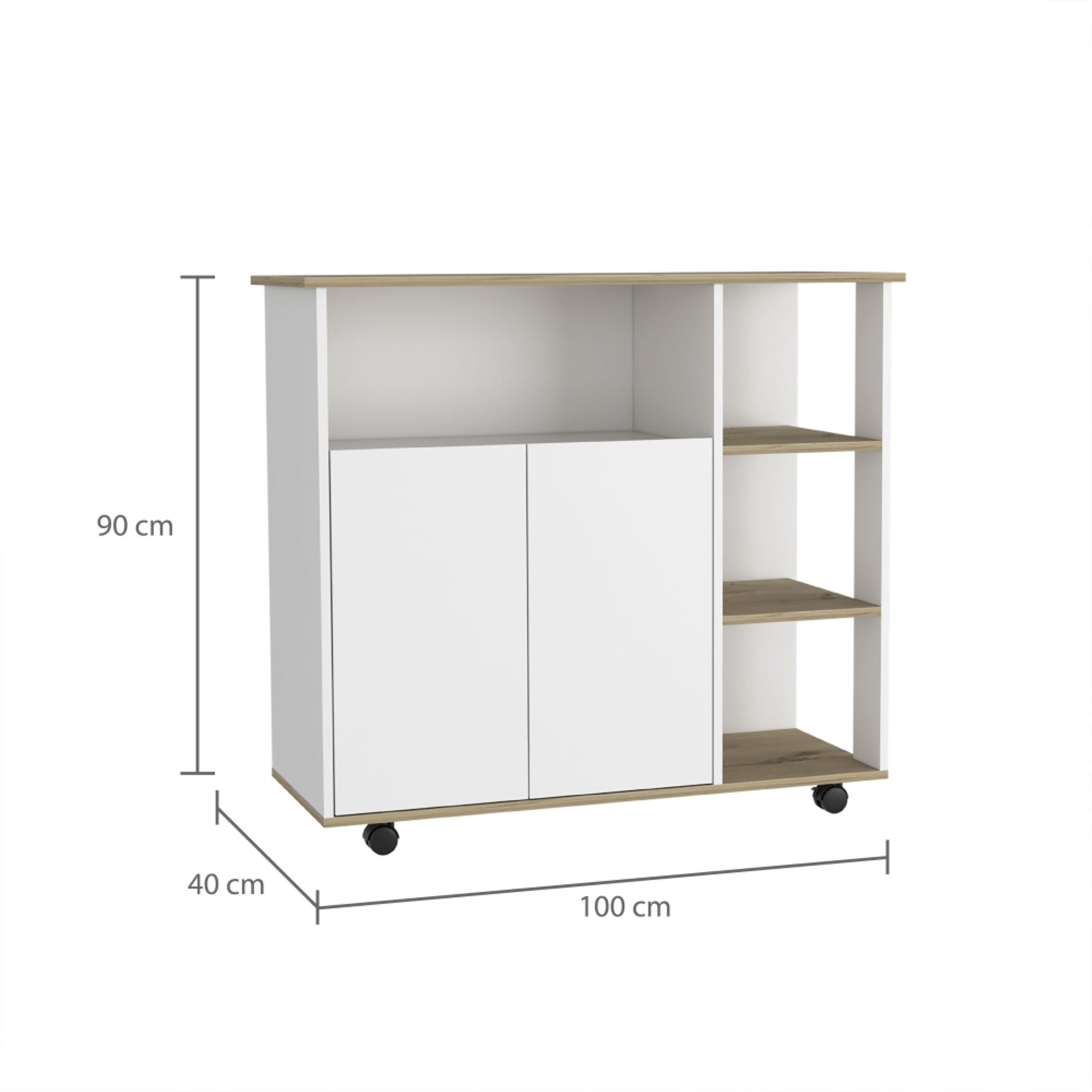 MUEBLE DE COCINA AUXILIAR 2 PUERTAS BLANCO Y DUNA 90X100X40 CM - 10