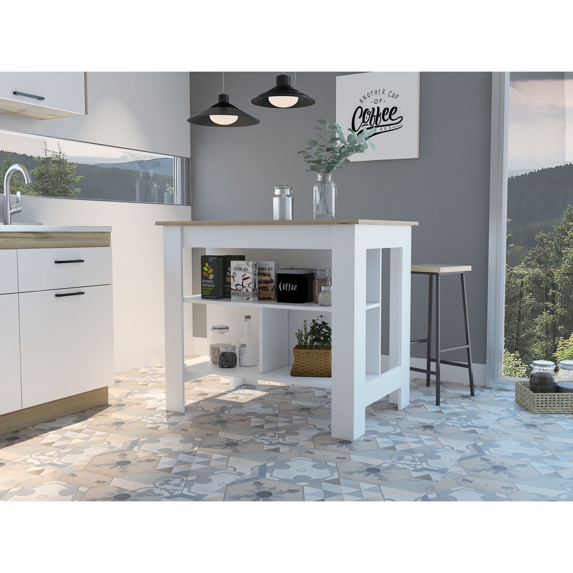 ISLA DE COCINA CALA 90X103X70 CM BLANCO Y DUNA - 5