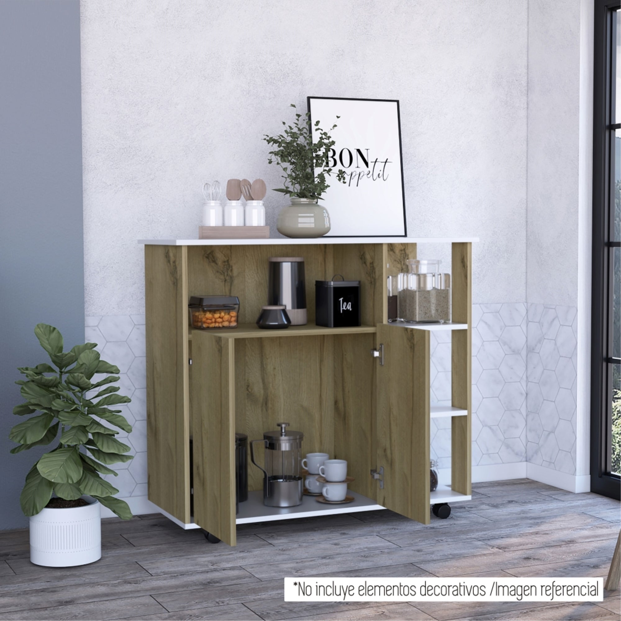 MUEBLE DE COCINA AUXILIAR 2 PUERTAS DUNA Y BLANCO 90X100X40 CM - 2