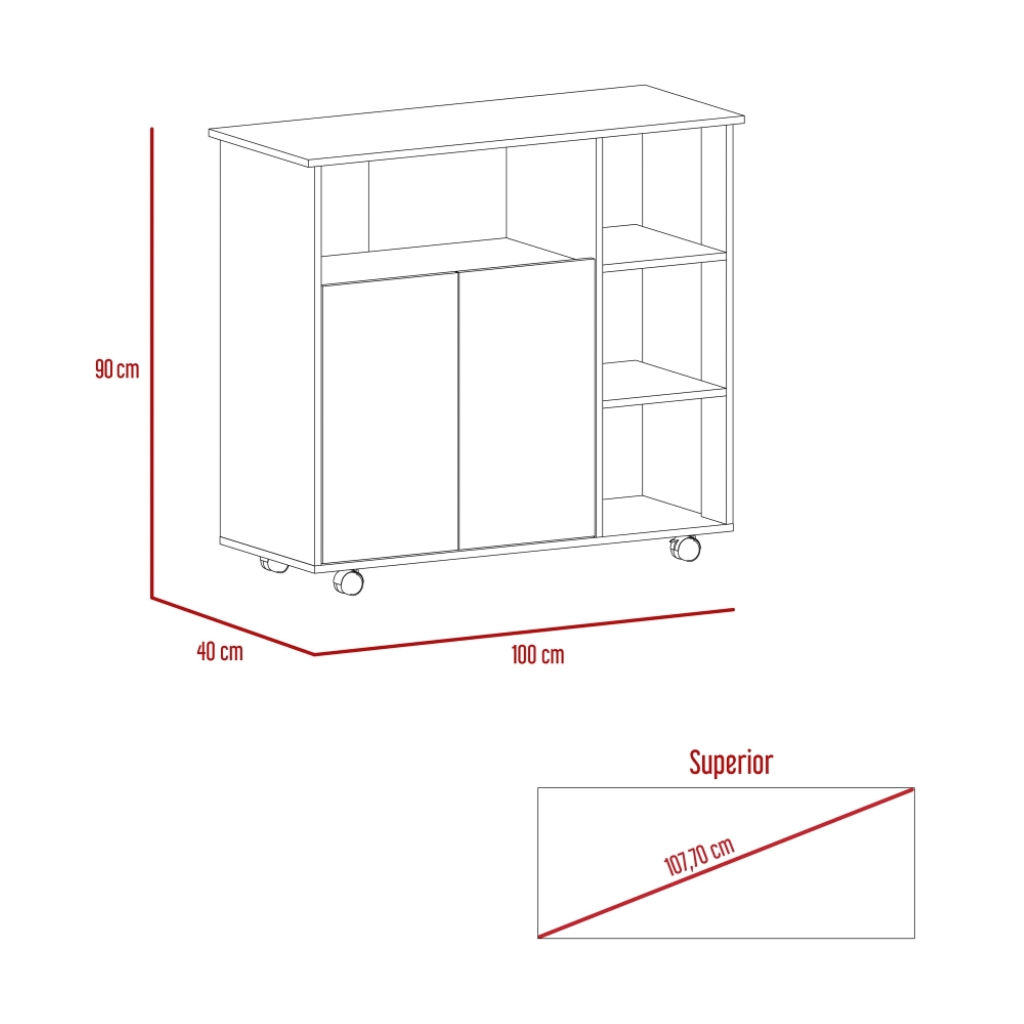 MUEBLE DE COCINA AUXILIAR 2 PUERTAS DUNA Y BLANCO 90X100X40 CM - 3