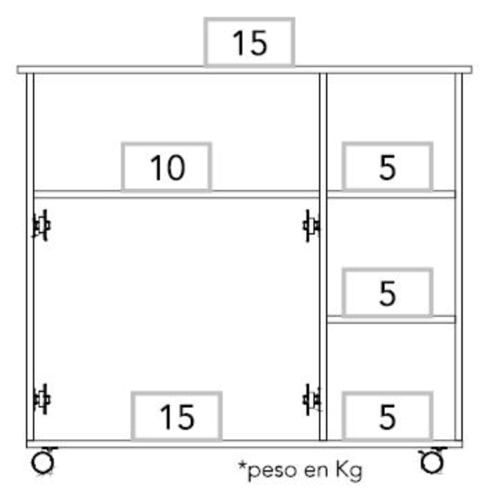 MUEBLE DE COCINA AUXILIAR 2 PUERTAS DUNA Y BLANCO 90X100X40 CM - 4