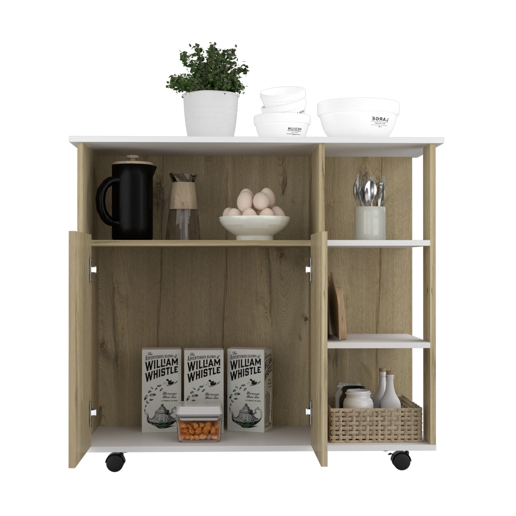 MUEBLE DE COCINA AUXILIAR 2 PUERTAS DUNA Y BLANCO 90X100X40 CM - 5