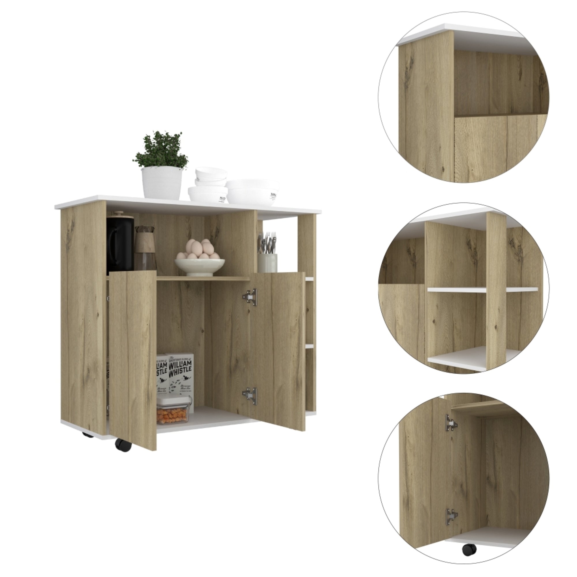MUEBLE DE COCINA AUXILIAR 2 PUERTAS DUNA Y BLANCO 90X100X40 CM - 11