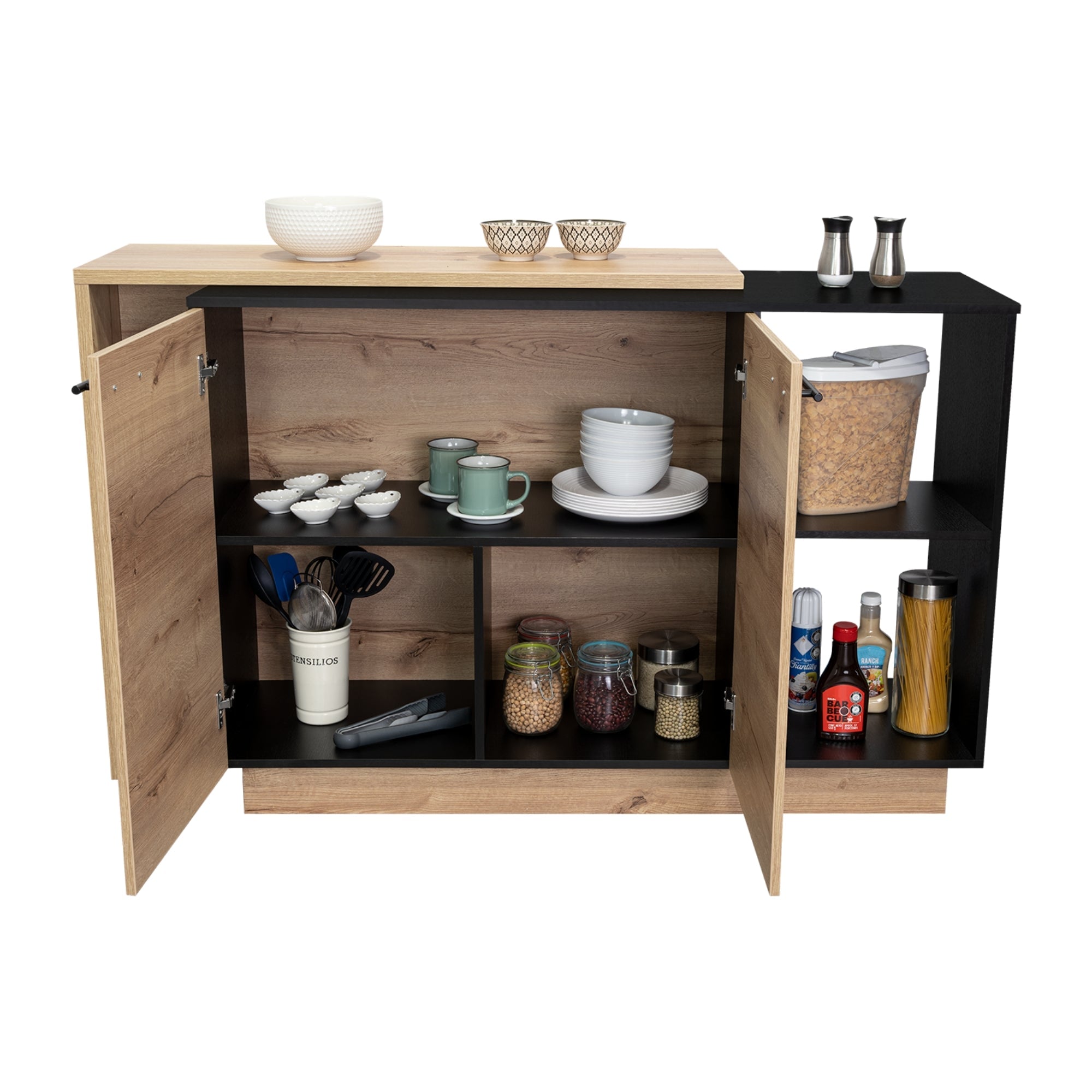 ISLA DE COCINA SICILIA 2 PUERTAS DUNA Y WENGUE 90X150X60 CM - 4