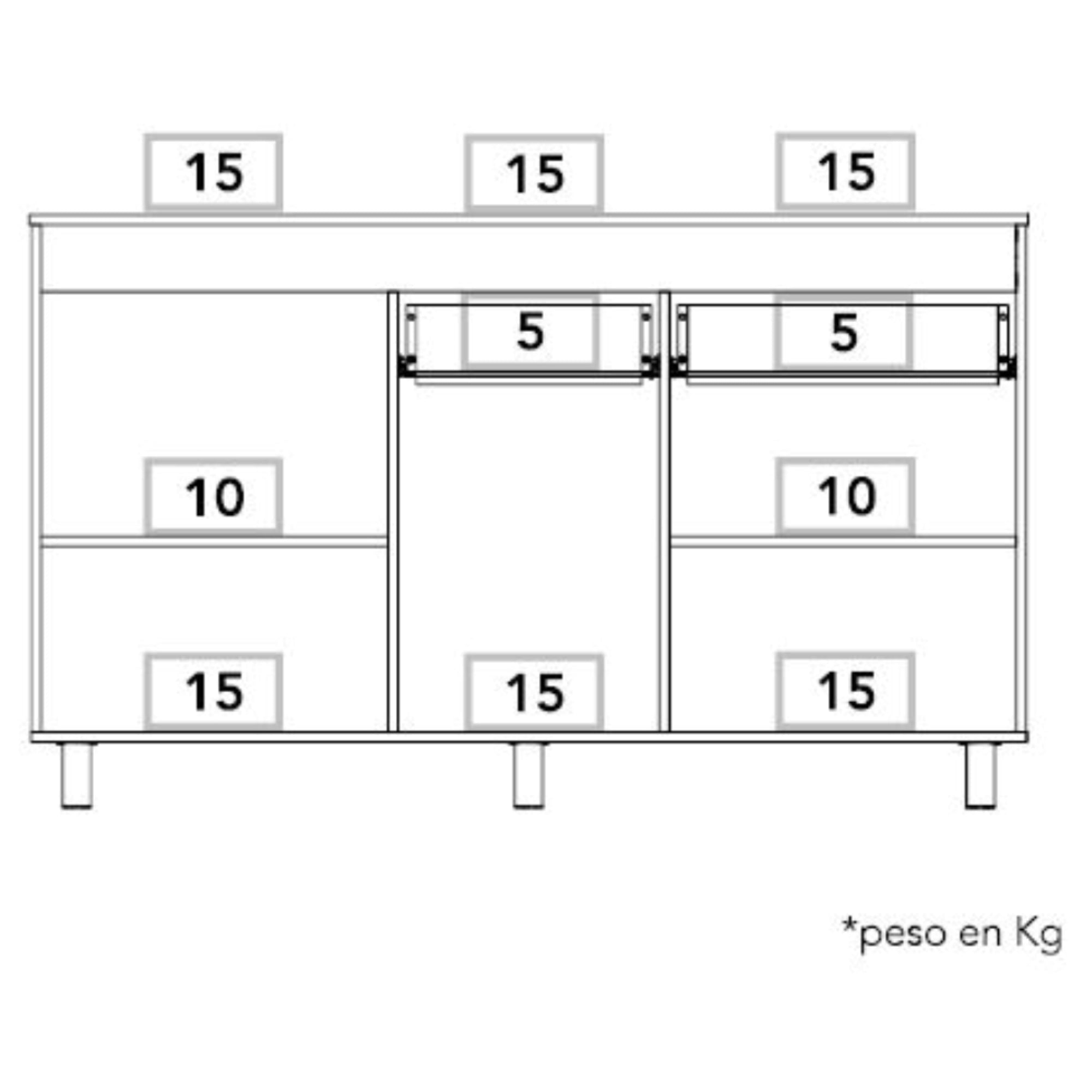 MUEBLE DE COCINA150 CM HASSELT CUBIERTA MELAMINA GRIS Y ROVERE - 4