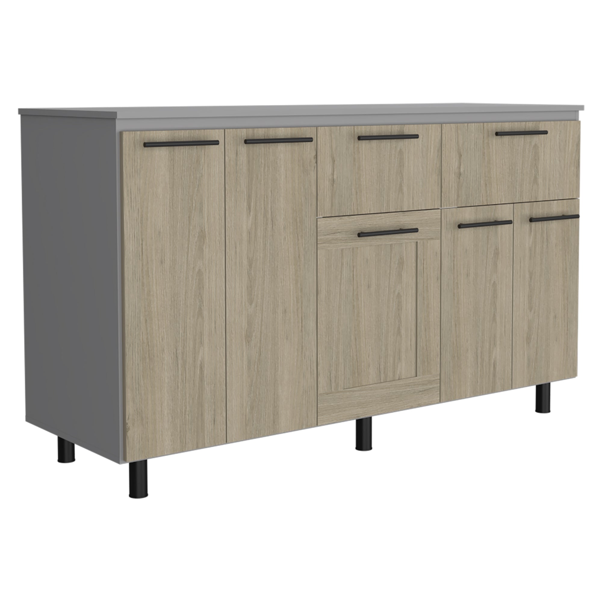 MUEBLE DE COCINA150 CM HASSELT CUBIERTA MELAMINA GRIS Y ROVERE - 6