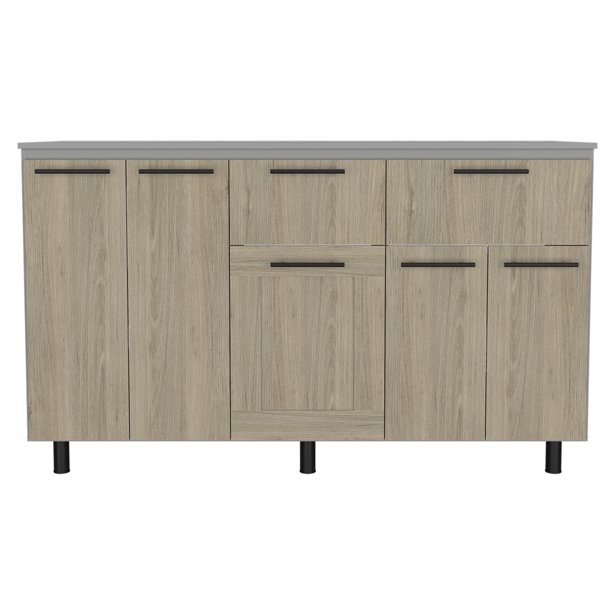 MUEBLE DE COCINA150 CM HASSELT CUBIERTA MELAMINA GRIS Y ROVERE - 7