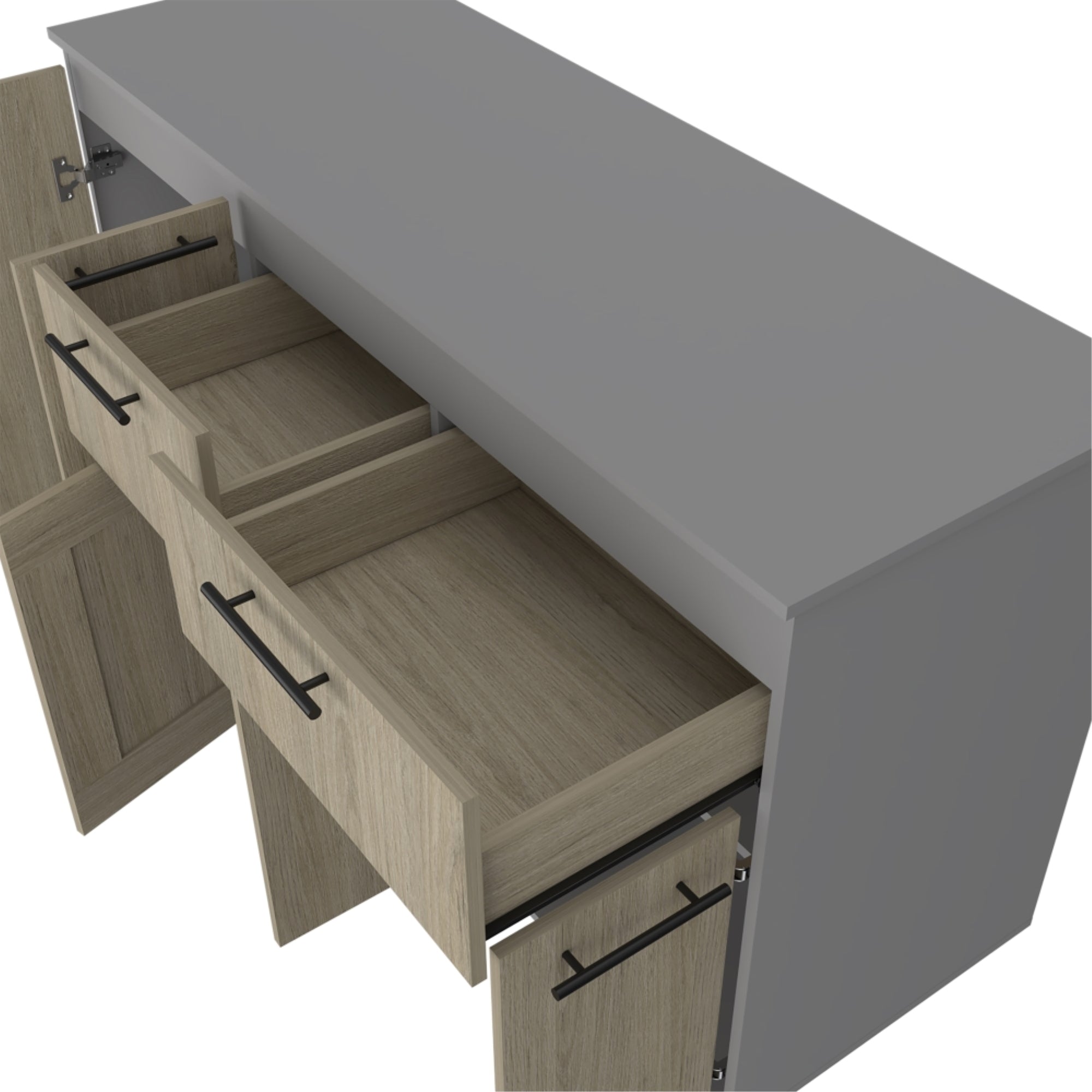 MUEBLE DE COCINA150 CM HASSELT CUBIERTA MELAMINA GRIS Y ROVERE - 9