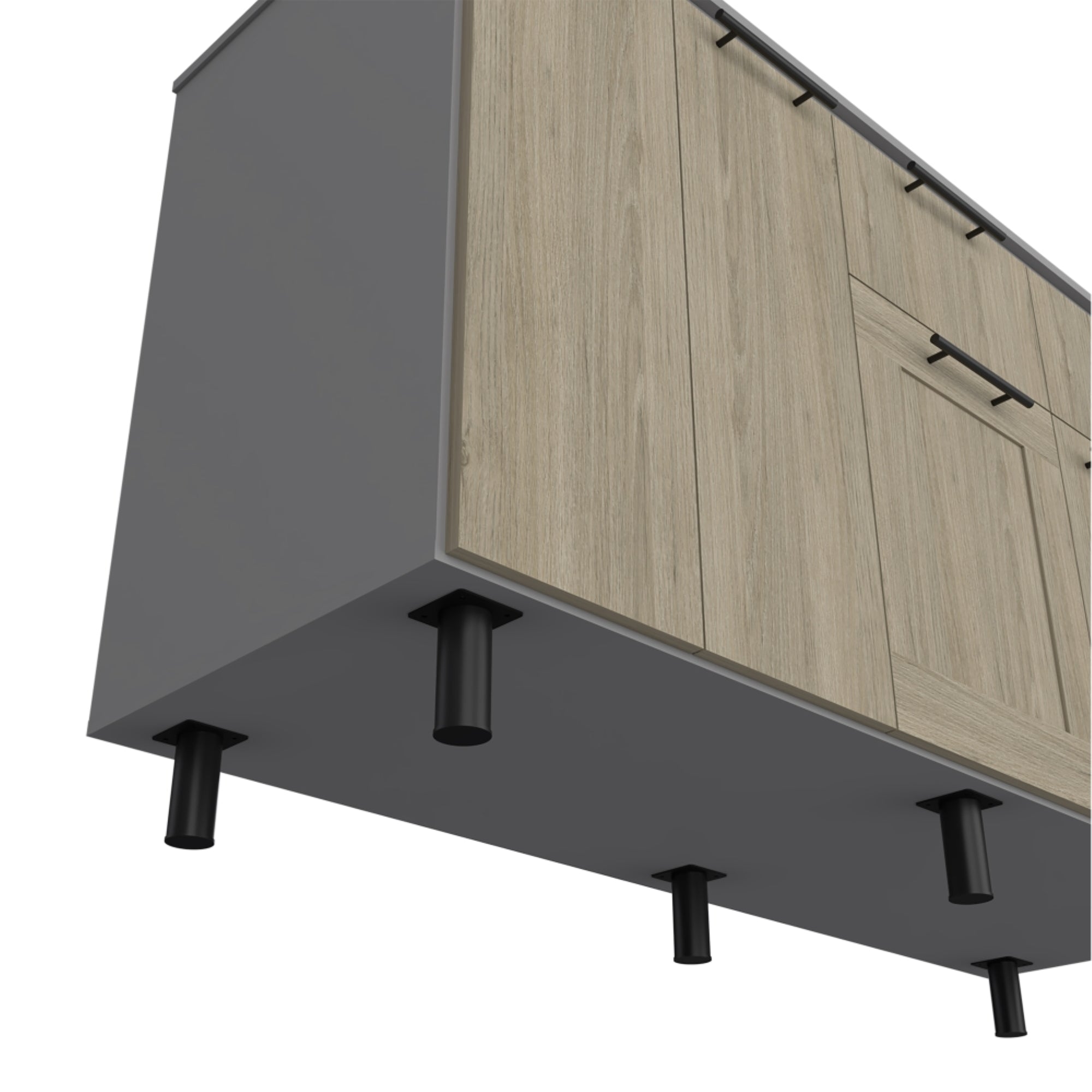MUEBLE DE COCINA150 CM HASSELT CUBIERTA MELAMINA GRIS Y ROVERE - 10