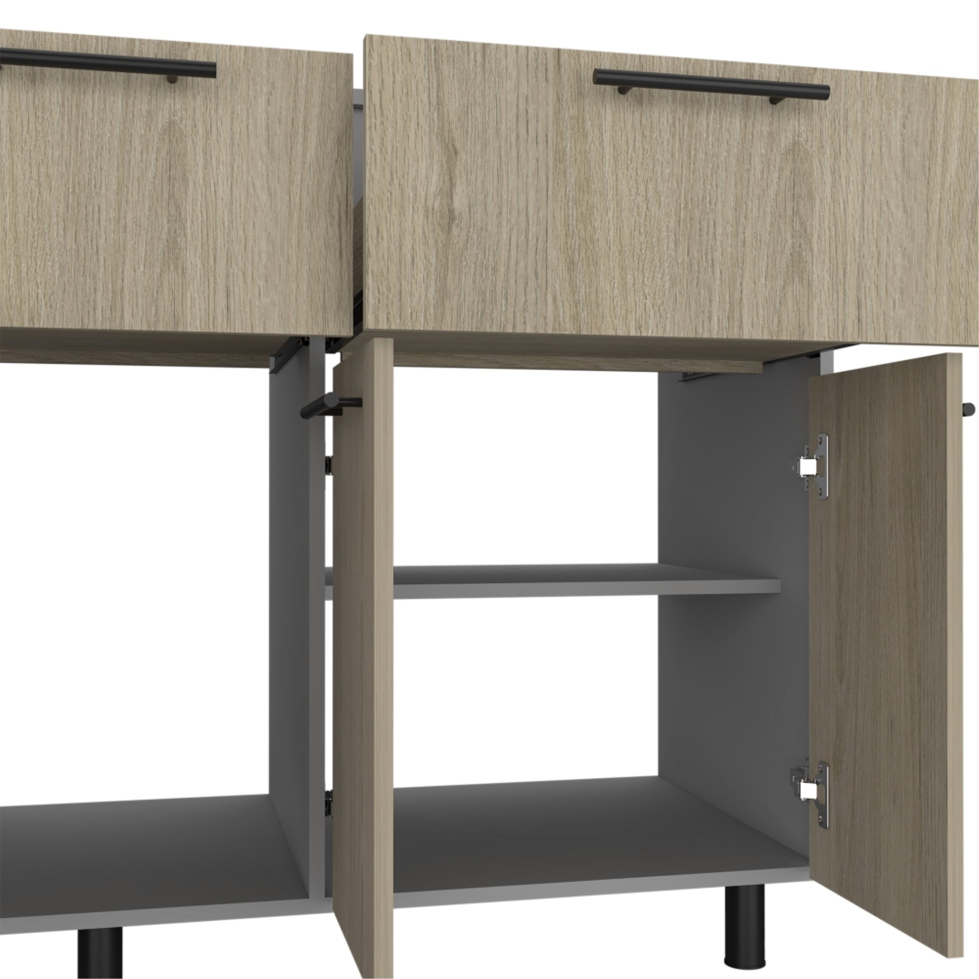 MUEBLE DE COCINA150 CM HASSELT CUBIERTA MELAMINA GRIS Y ROVERE - 11