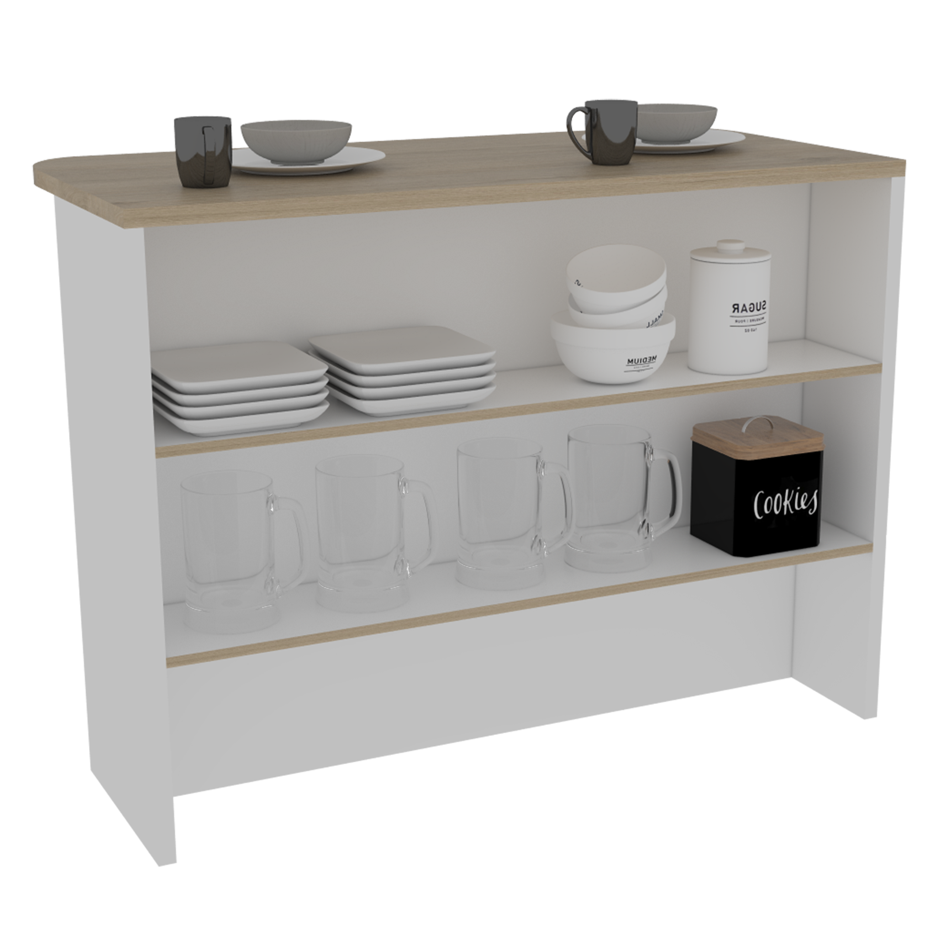 ISLA DE COCINA FENDI ROVERE Y BLANCO 90X120X60 CM - 1