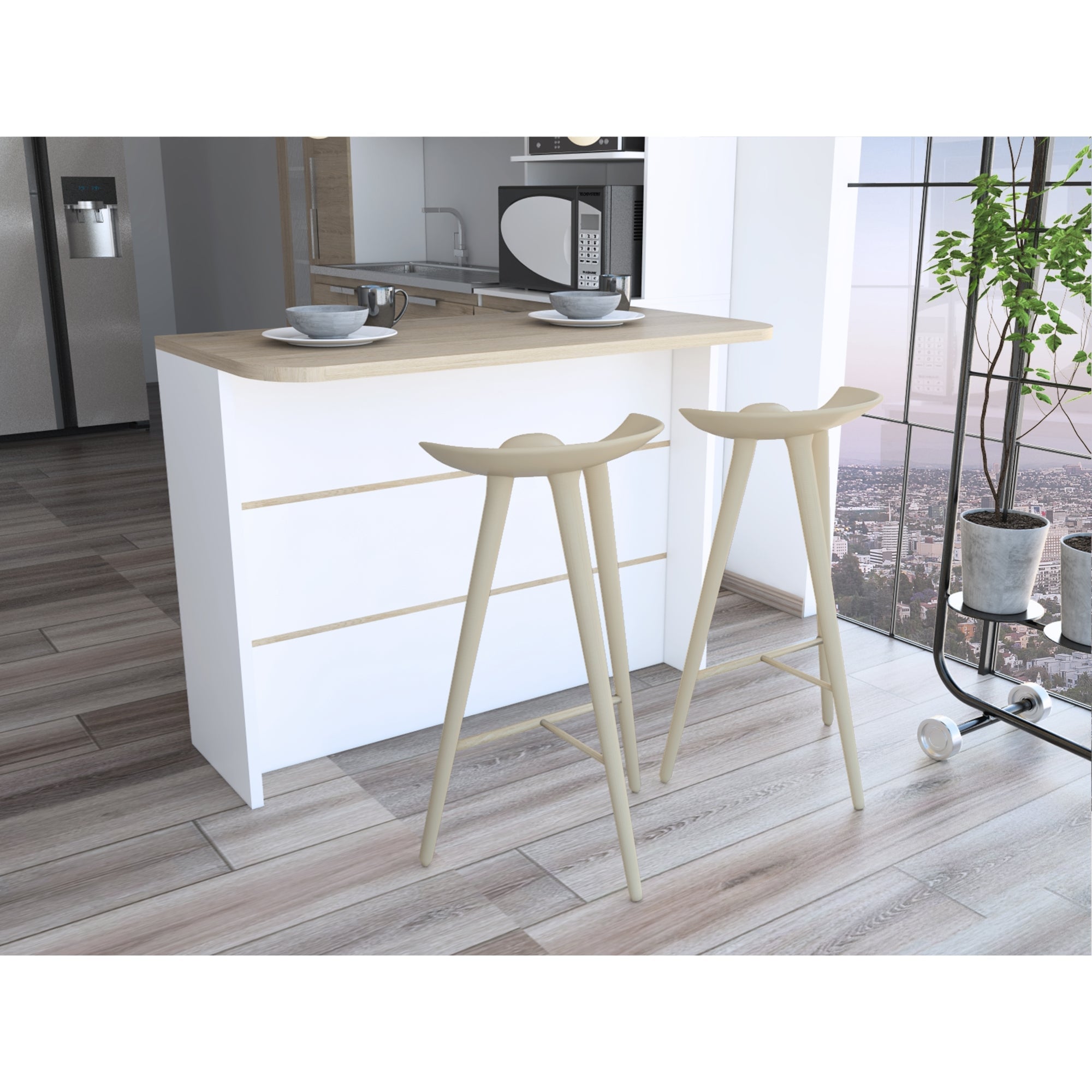 ISLA DE COCINA FENDI ROVERE Y BLANCO 90X120X60 CM - 5
