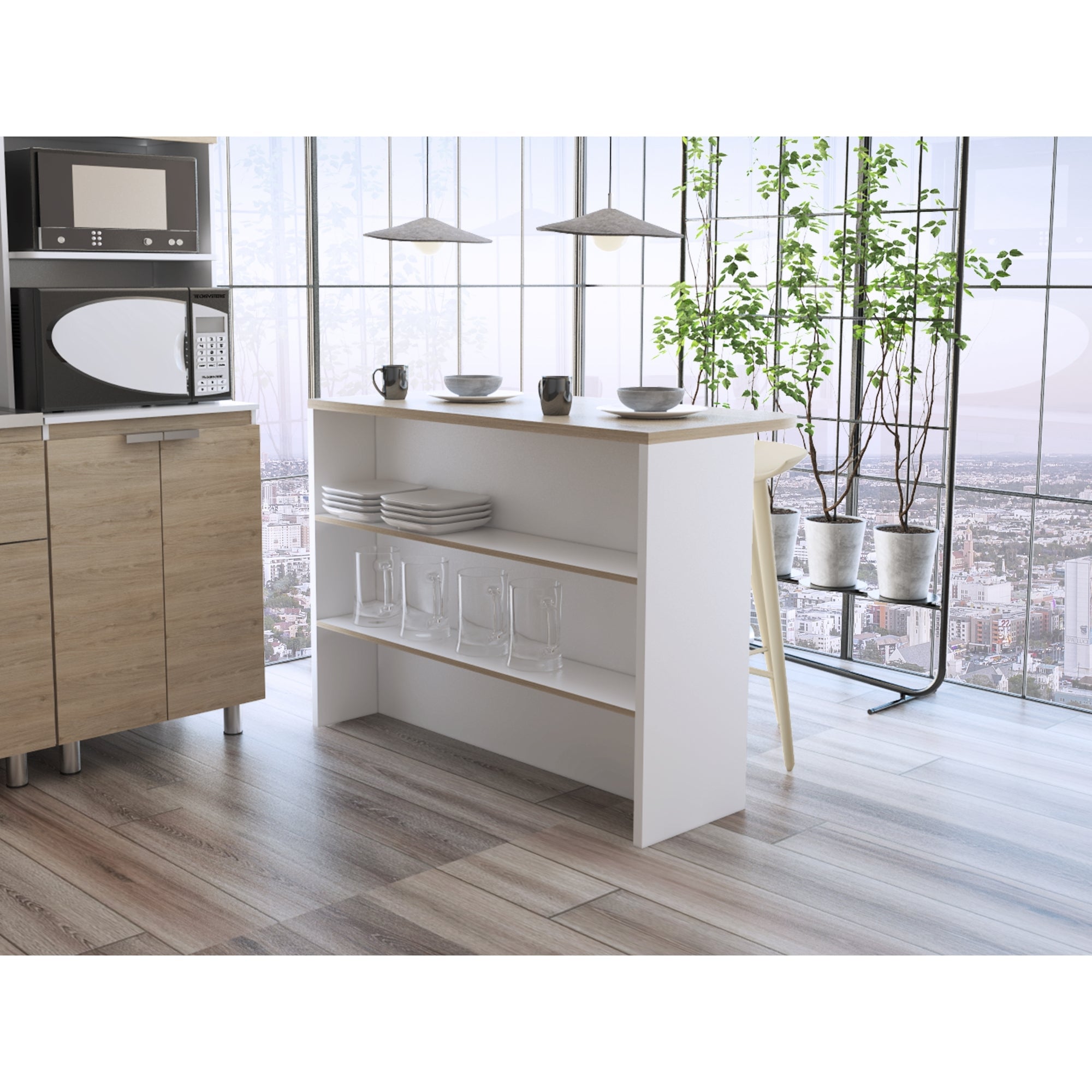 ISLA DE COCINA FENDI ROVERE Y BLANCO 90X120X60 CM - 6