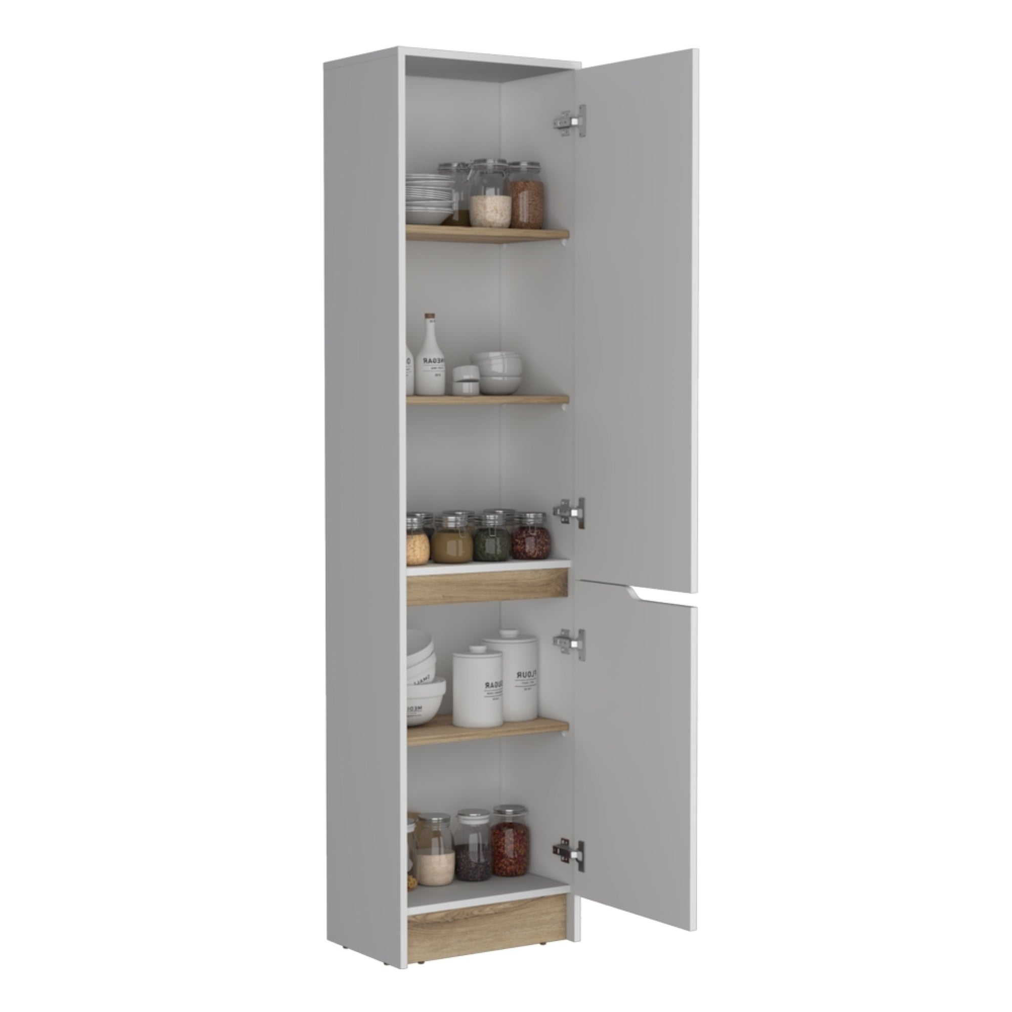 DESPENSA SOLER 2 PUERTAS BLANCO Y MACADAMIA 180X43X30 CM - 1