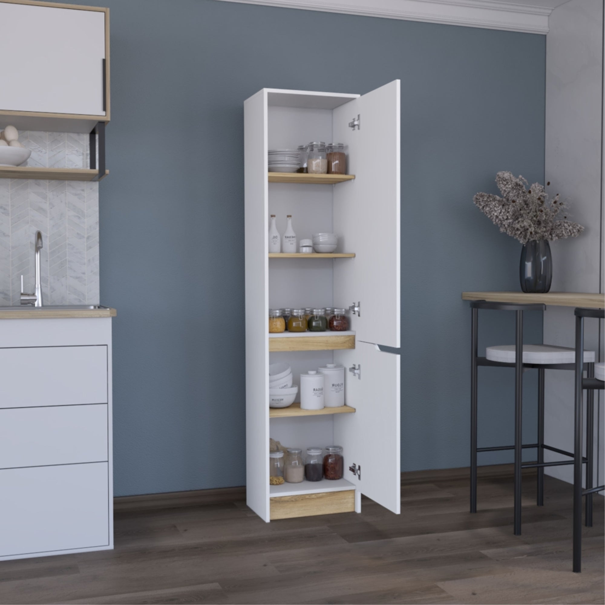 DESPENSA SOLER 2 PUERTAS BLANCO Y MACADAMIA 180X43X30 CM - 2