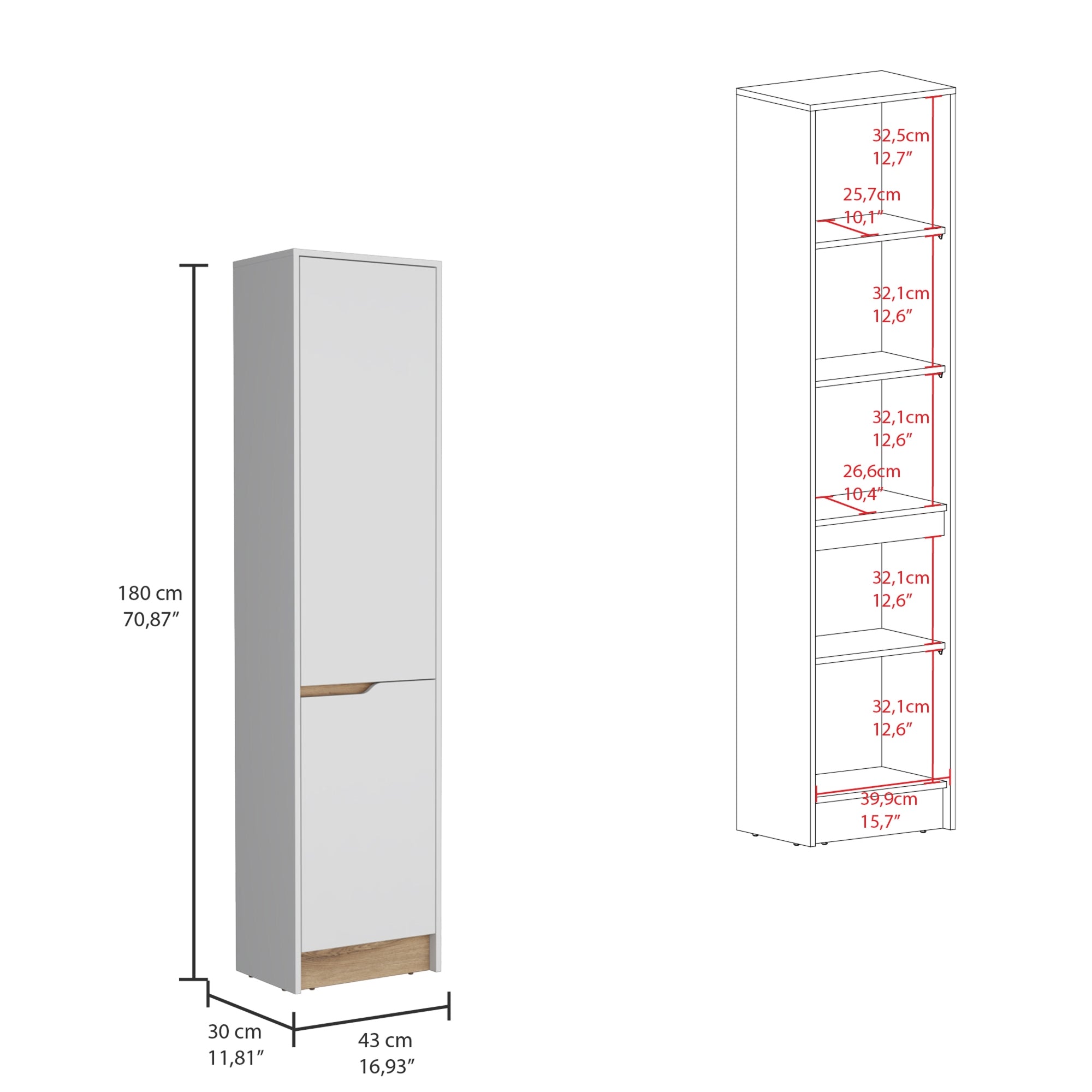 DESPENSA SOLER 2 PUERTAS BLANCO Y MACADAMIA 180X43X30 CM - 3