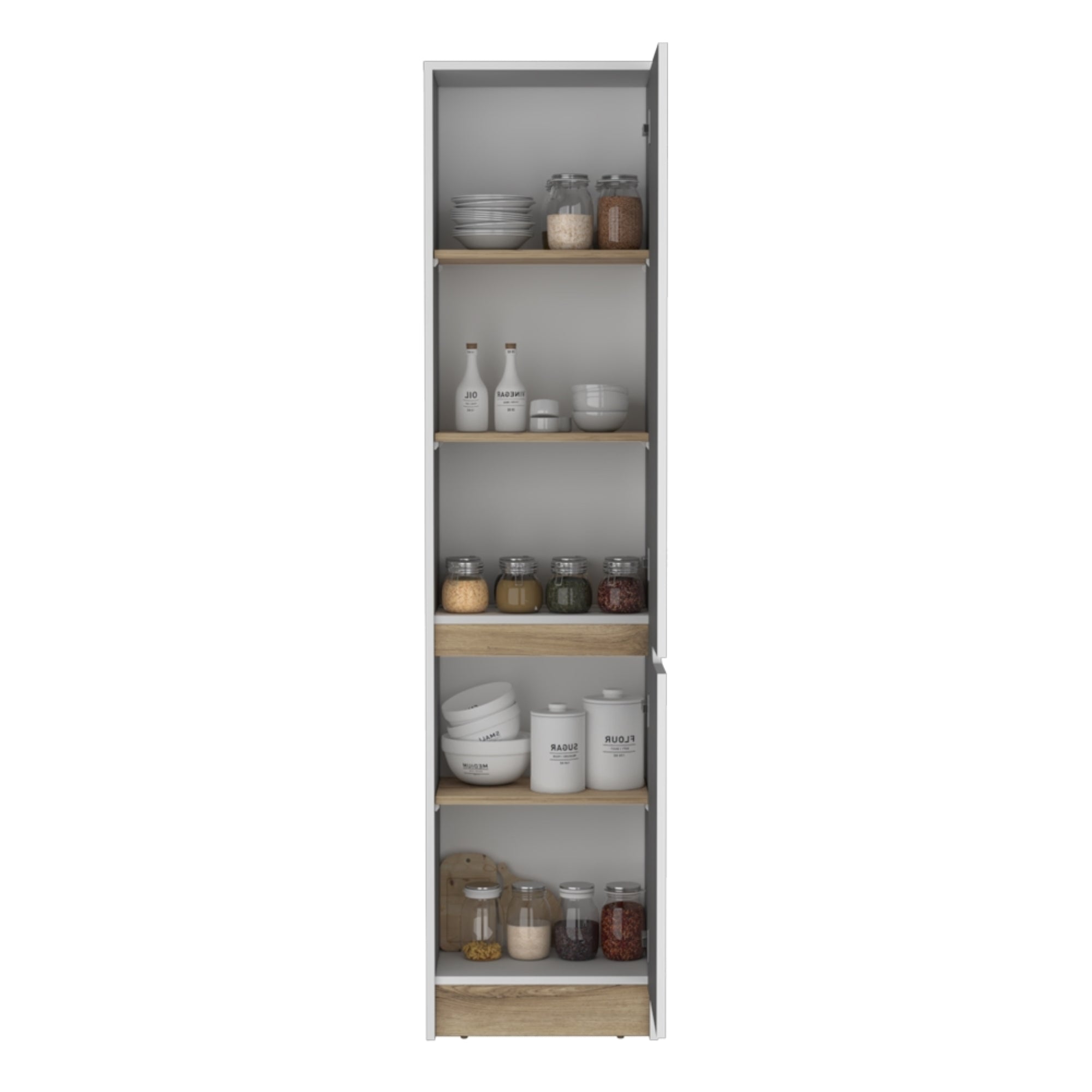 DESPENSA SOLER 2 PUERTAS BLANCO Y MACADAMIA 180X43X30 CM - 4