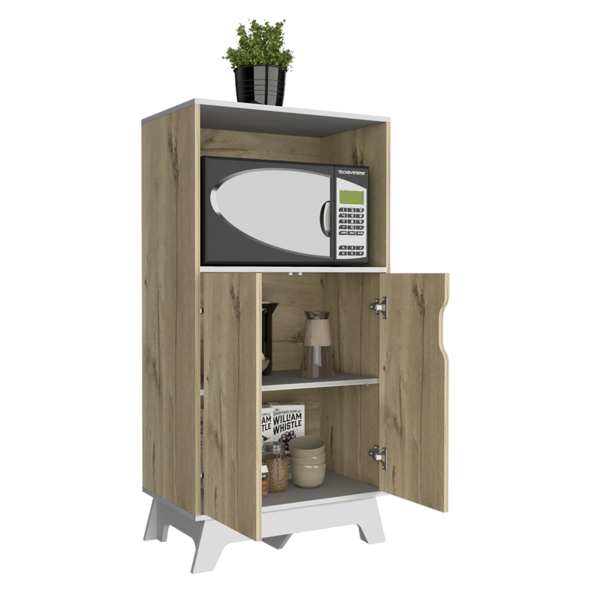 MUEBLE PARA MICROONDAS BI-COLOR 130X65X40 CM DUNA Y BLANCO - 1