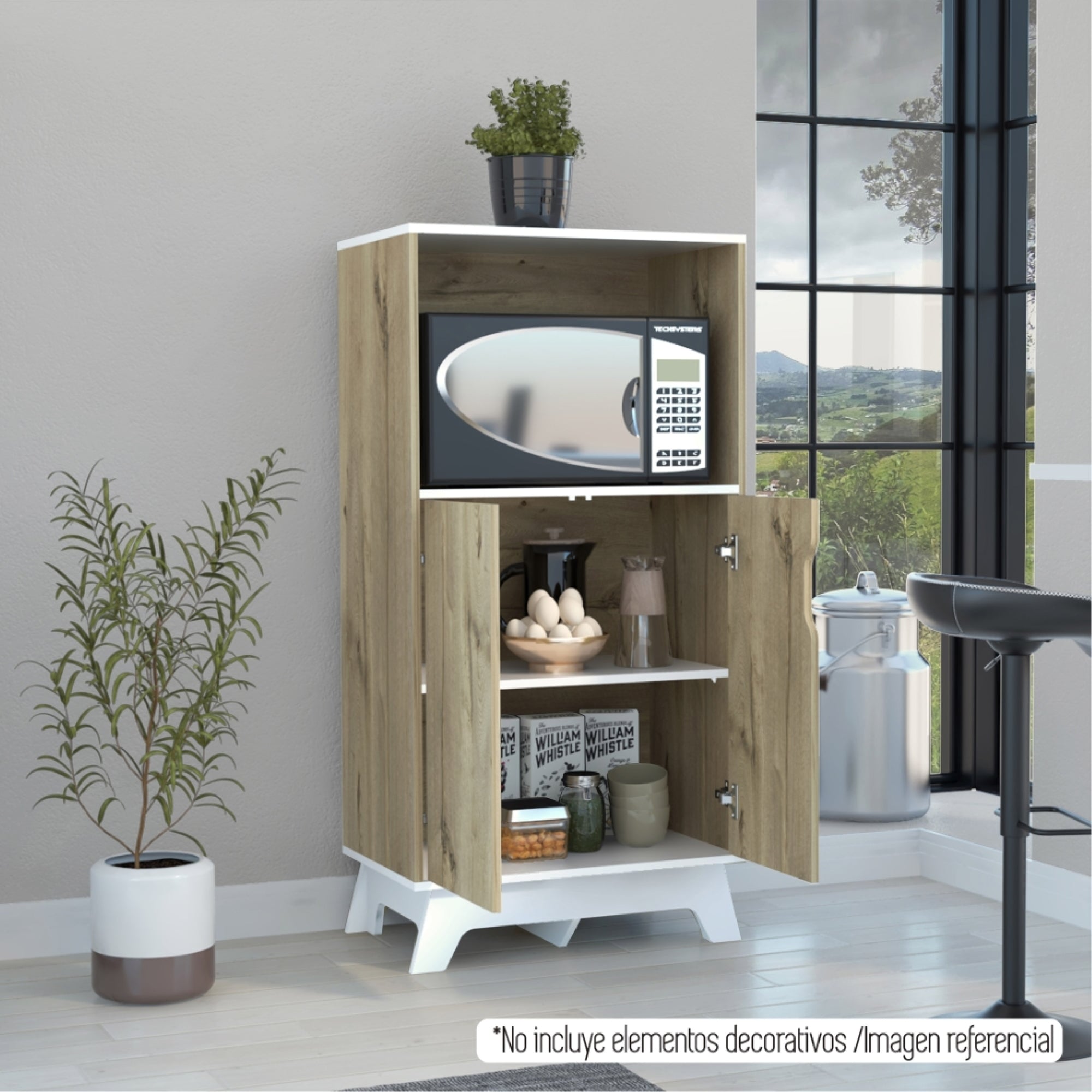 MUEBLE PARA MICROONDAS BI-COLOR 130X65X40 CM DUNA Y BLANCO - 2