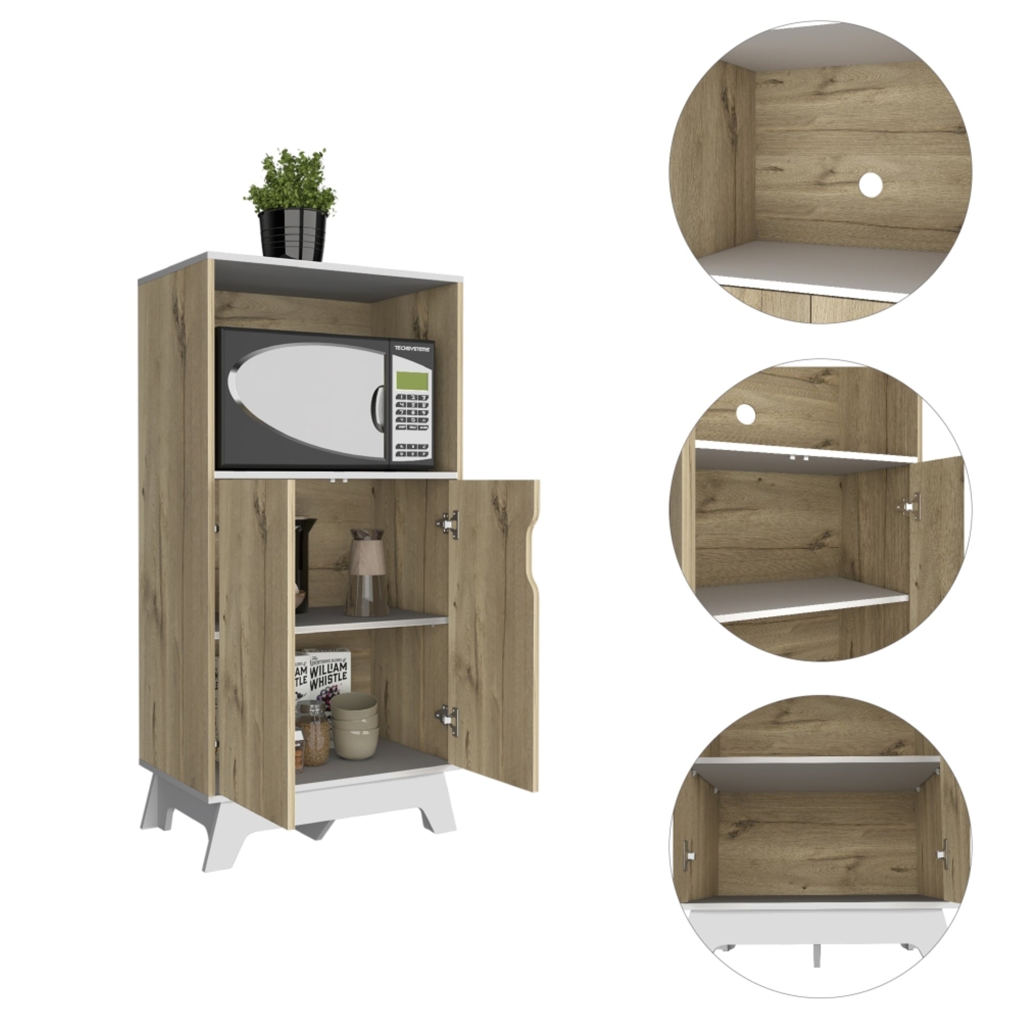 MUEBLE PARA MICROONDAS BI-COLOR 130X65X40 CM DUNA Y BLANCO - 8