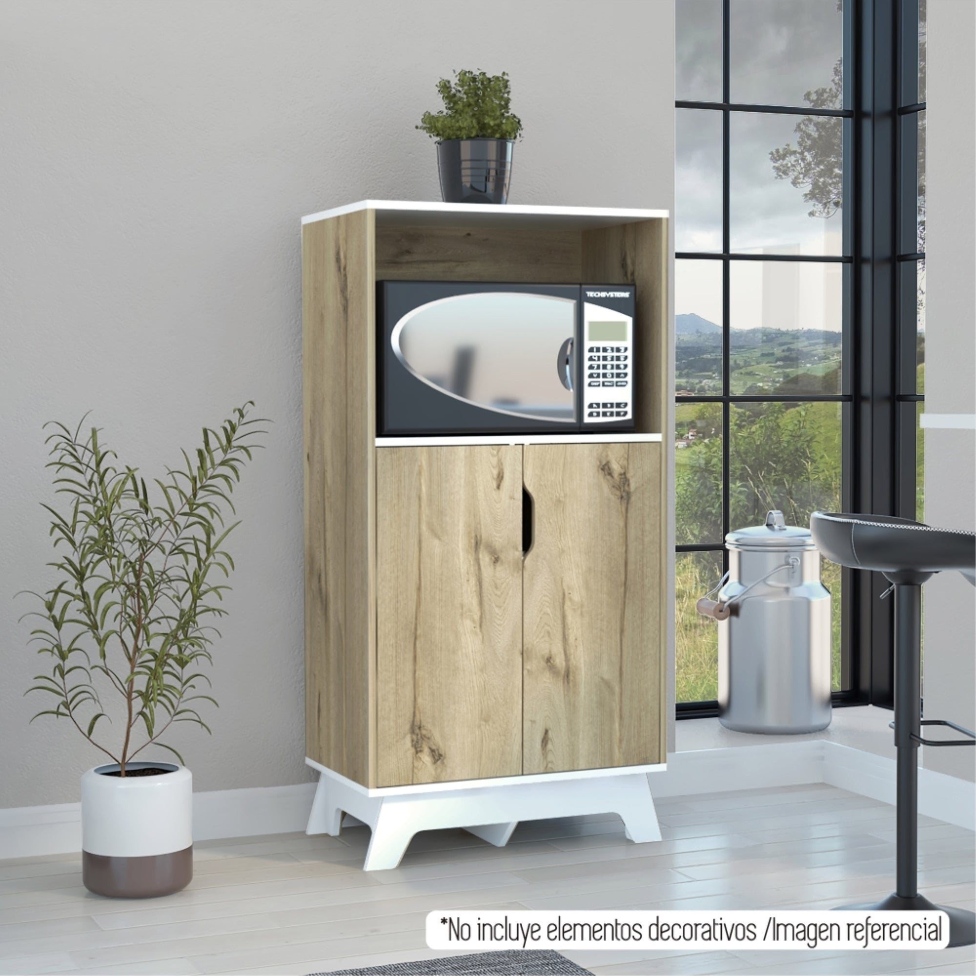 MUEBLE PARA MICROONDAS BI-COLOR 130X65X40 CM DUNA Y BLANCO - 12