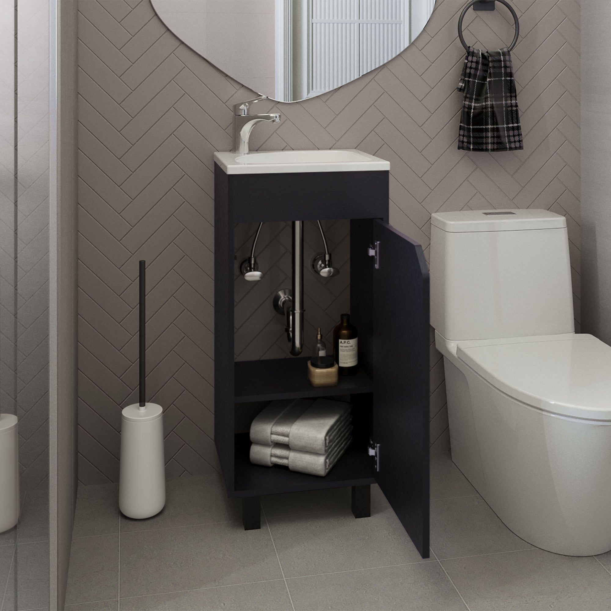 VANITORIO BETHEL 1 PUERTA 86,4X40X32,5 CM WENGUE - 6