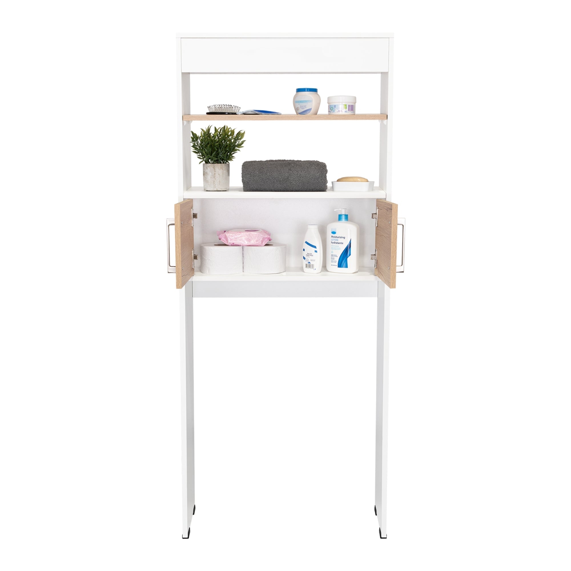 ESTANTE WC MADRID 2 PUERTAS 160X62,4X20,3 CM BLANCO Y DUNA - 1