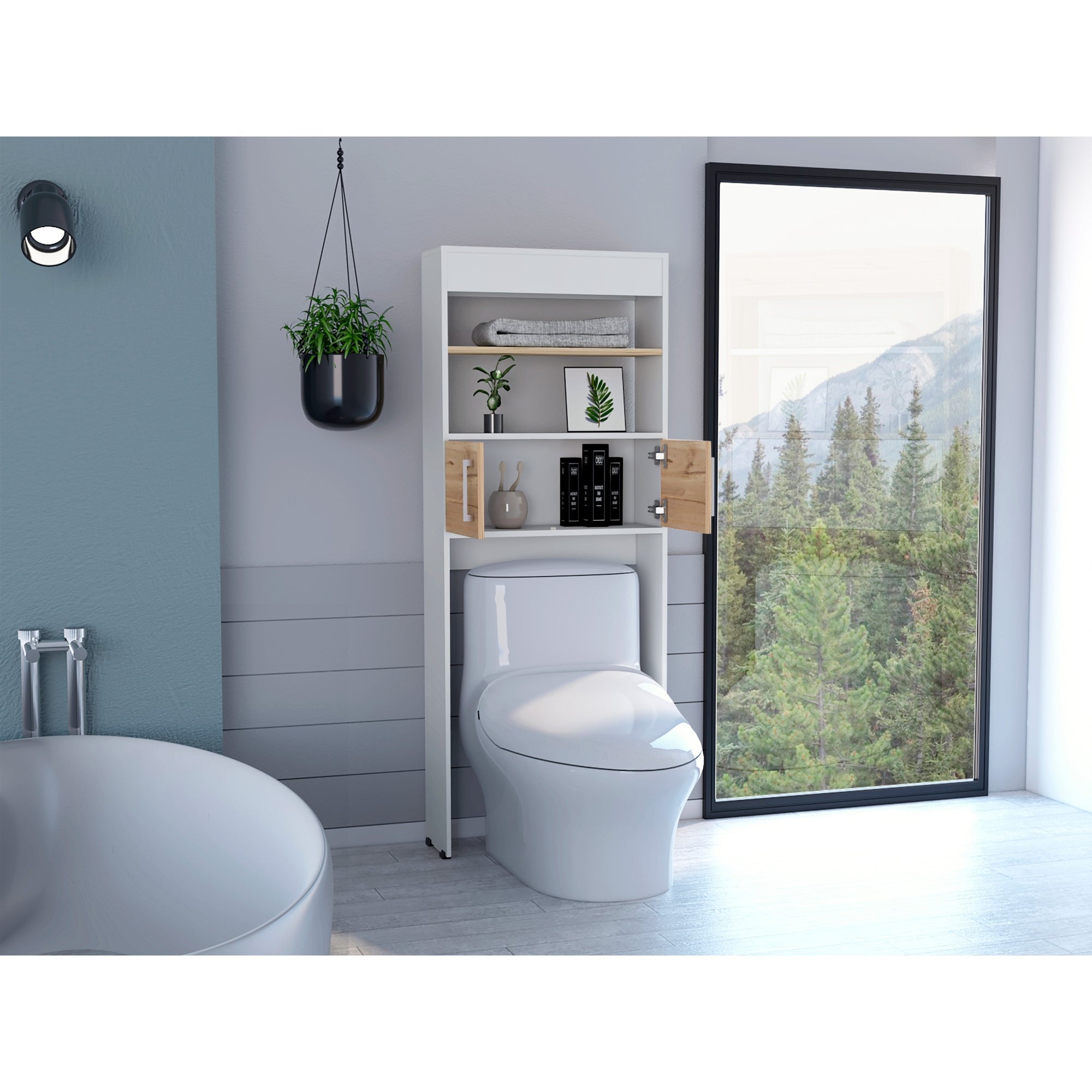 ESTANTE WC MADRID 2 PUERTAS 160X62,4X20,3 CM BLANCO Y DUNA - 2