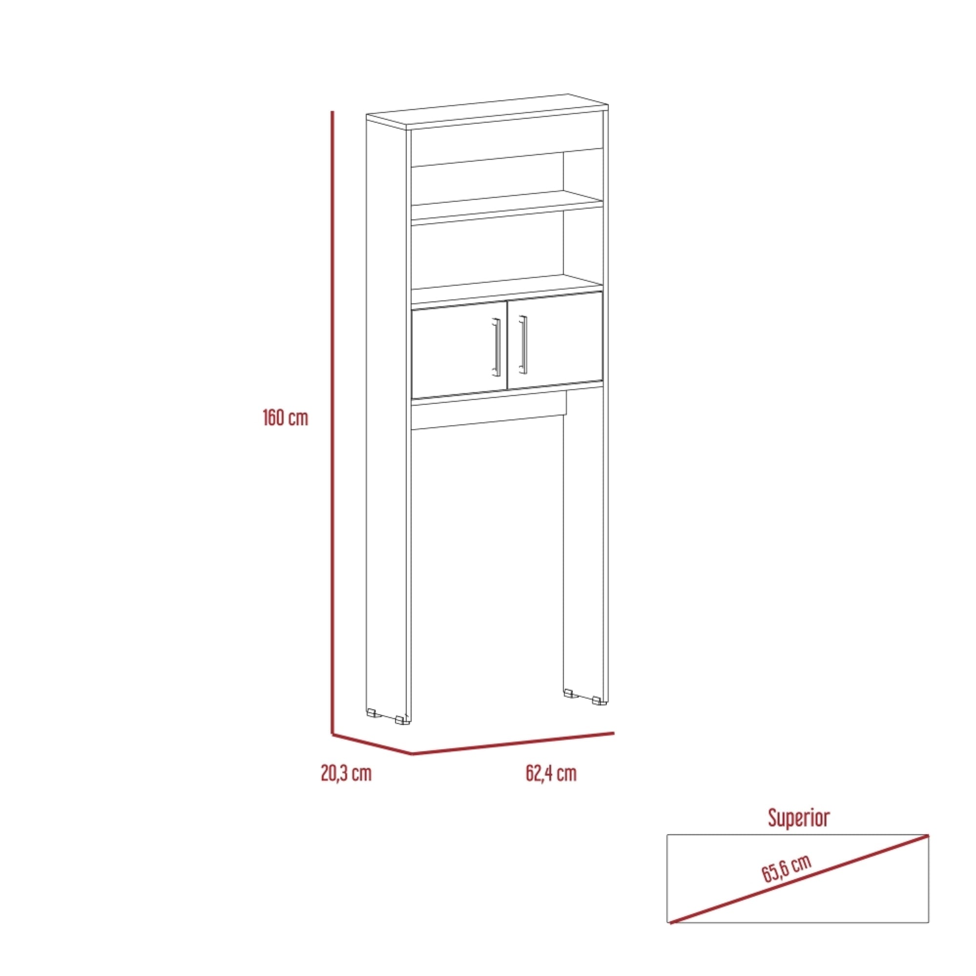 ESTANTE WC MADRID 2 PUERTAS 160X62,4X20,3 CM BLANCO Y DUNA - 3