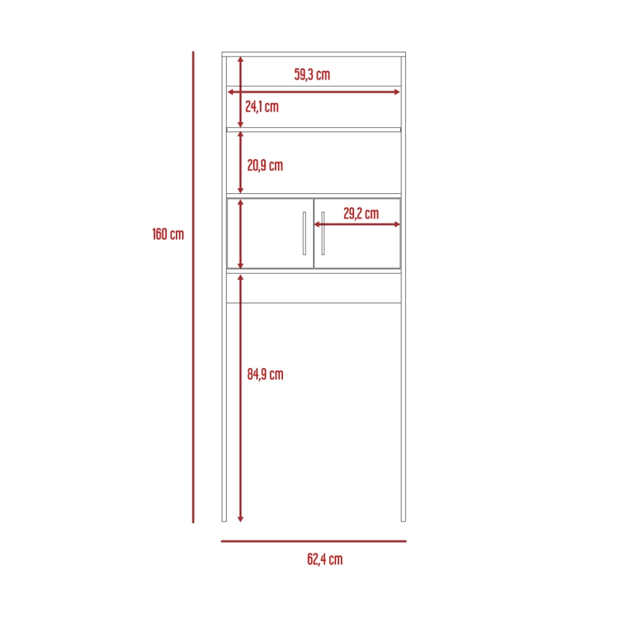 ESTANTE WC MADRID 2 PUERTAS 160X62,4X20,3 CM BLANCO Y DUNA - 4