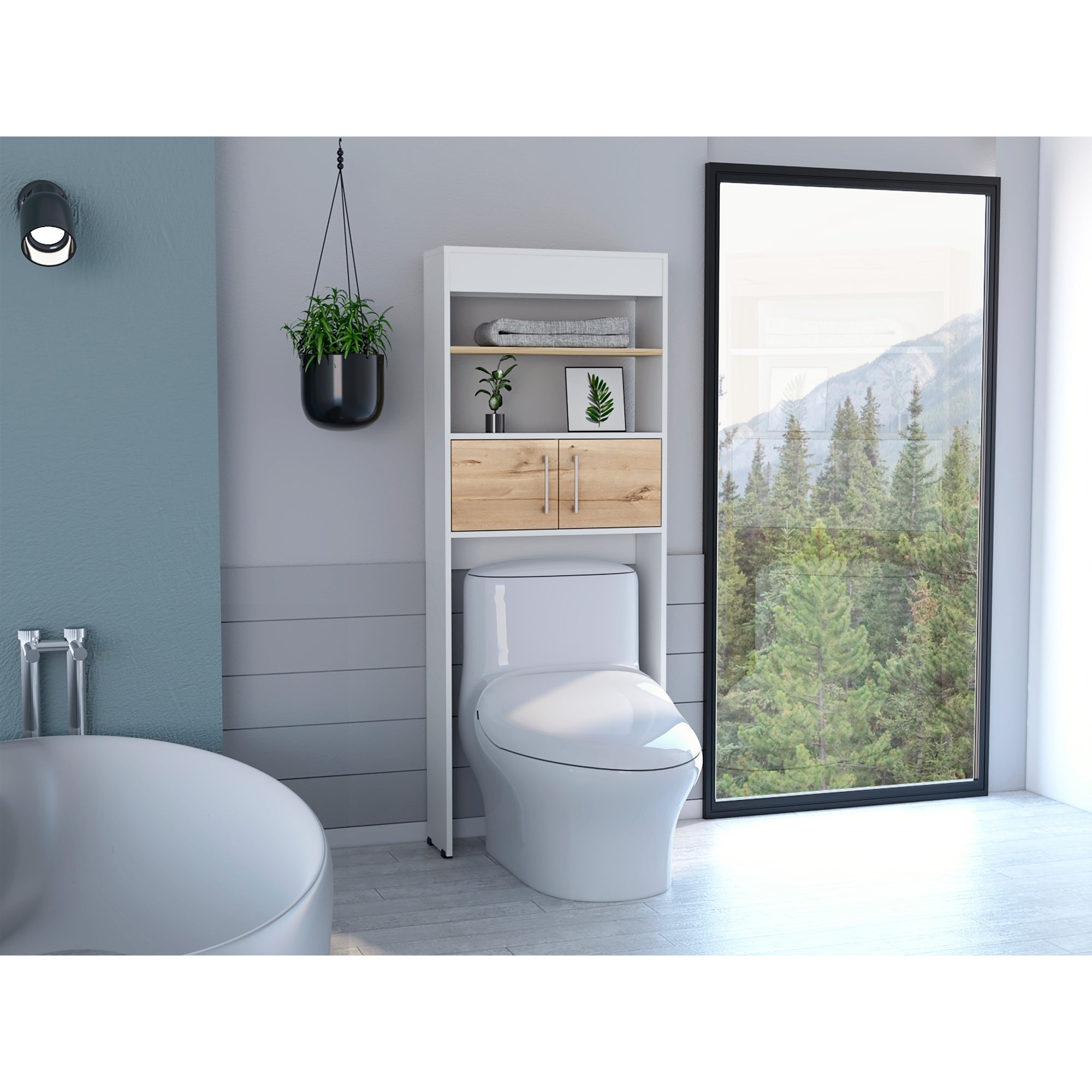 ESTANTE WC MADRID 2 PUERTAS 160X62,4X20,3 CM BLANCO Y DUNA - 12