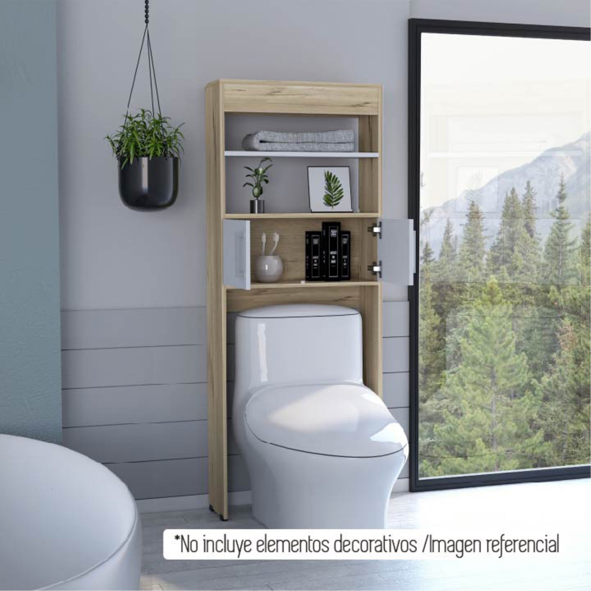ESTANTE WC MADRID 2 PUERTAS 160X62,4X20,3 CM DUNA Y BLANCO - 2