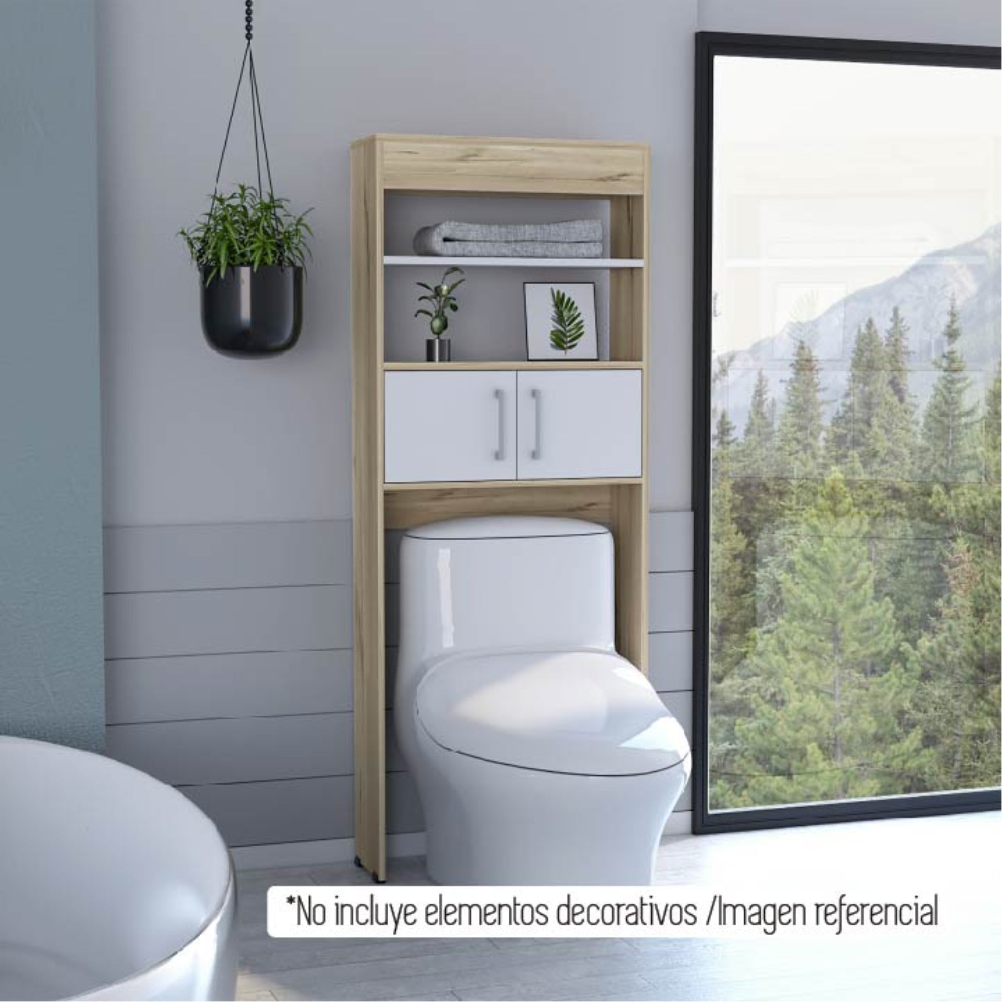 ESTANTE WC MADRID 2 PUERTAS 160X62,4X20,3 CM DUNA Y BLANCO - 12