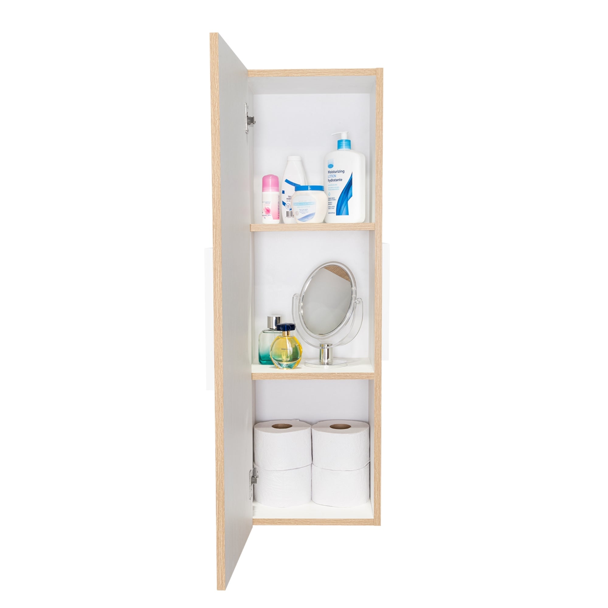 MUEBLE ORGANIZADOR DE BAÑO VANGUARD ROVERE Y BLANCO - 1