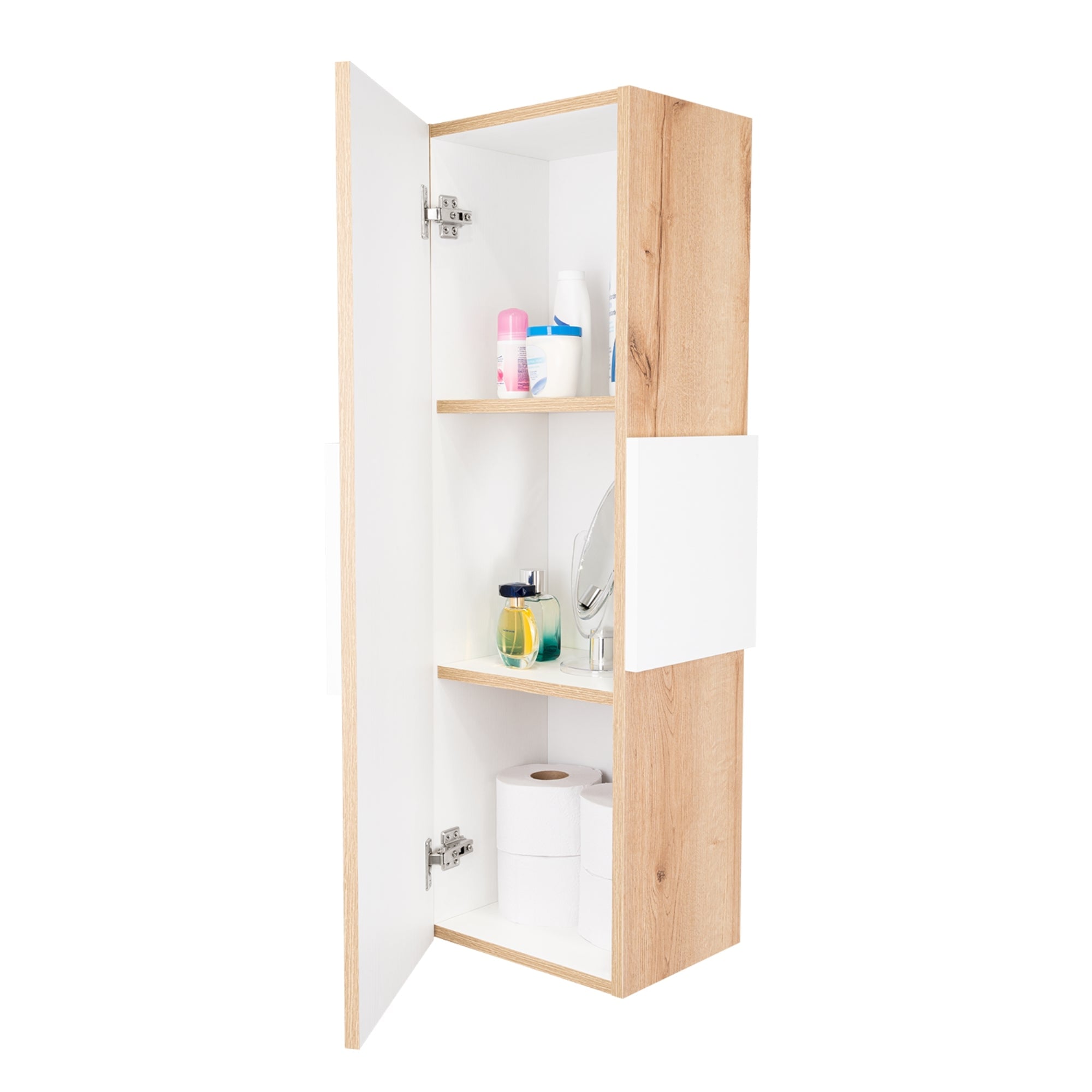 MUEBLE ORGANIZADOR DE BAÑO VANGUARD ROVERE Y BLANCO - 2