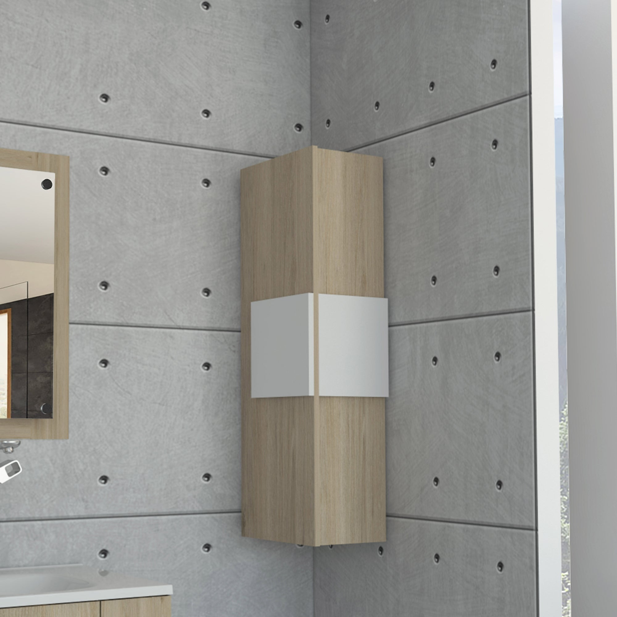 MUEBLE ORGANIZADOR DE BAÑO VANGUARD ROVERE Y BLANCO - 5