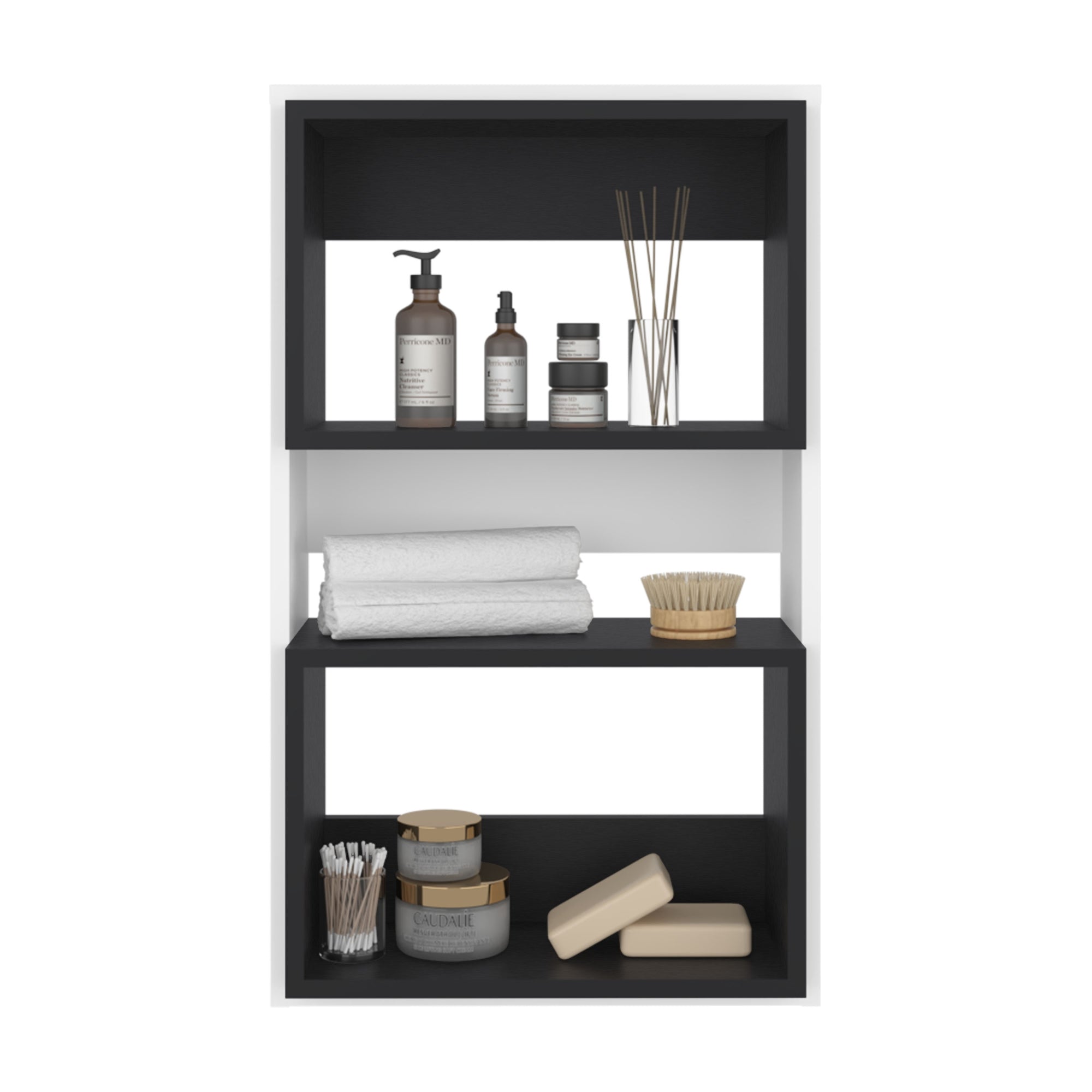 MUEBLE AUXILAR MURO BAÑO ECO BLANCO Y WENGUE - 1
