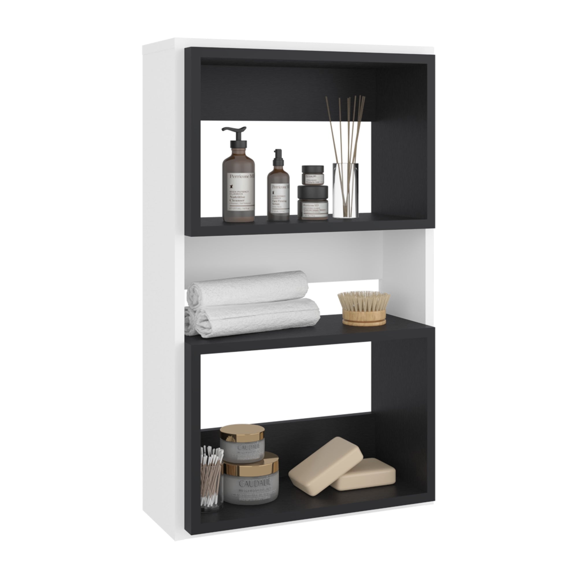 MUEBLE AUXILAR MURO BAÑO ECO BLANCO Y WENGUE - 2